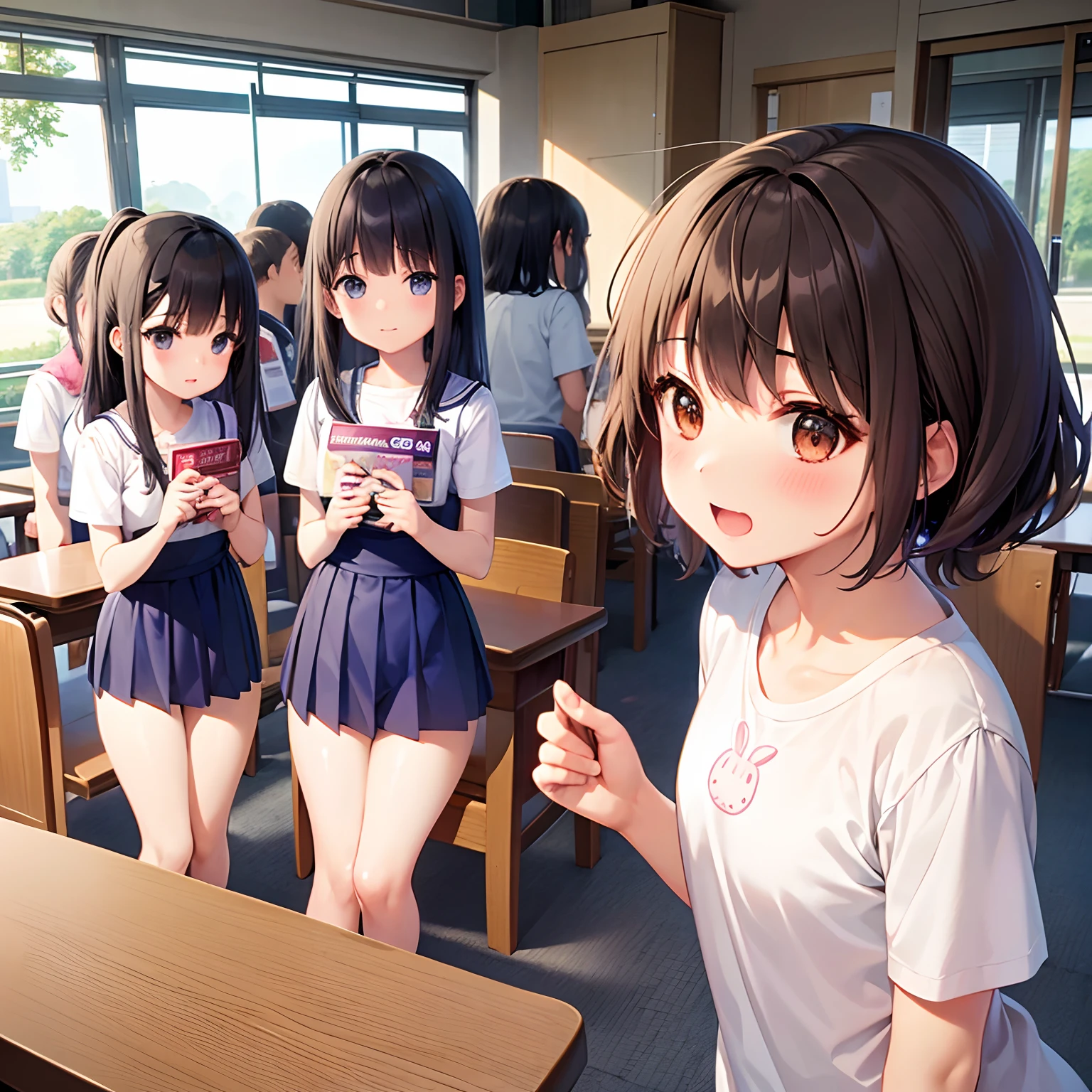 Lori、mesugaki、small tits、bunnygirl、girl with、elementary student、five girls、bob cuts、Twin-tailed、poneyTail、short
