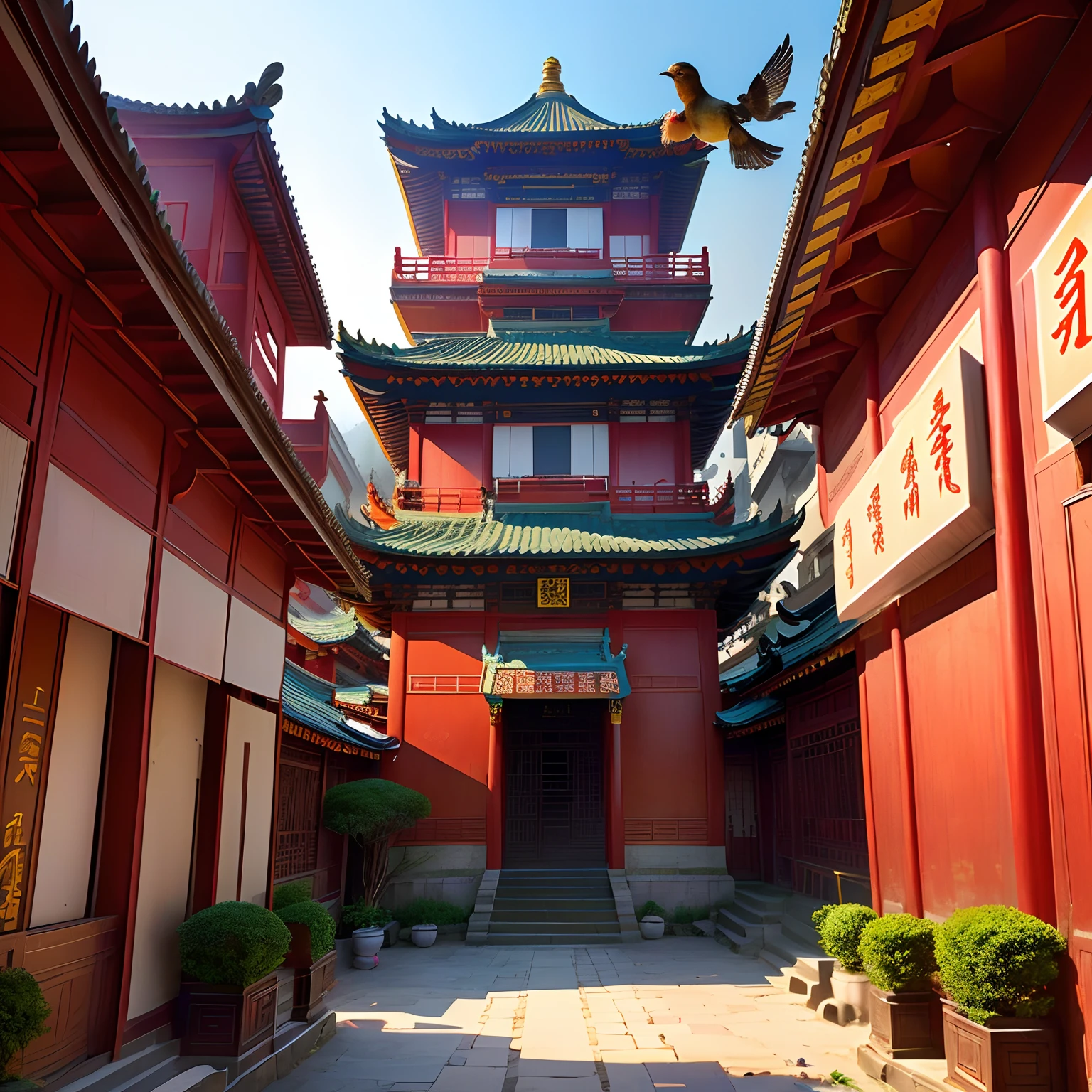 Close-up of Beijing Drum Tower,Ancient architecture combined with the city of the future,Front view,フォトリアリスティック,cinematic Film still from,in a panoramic view