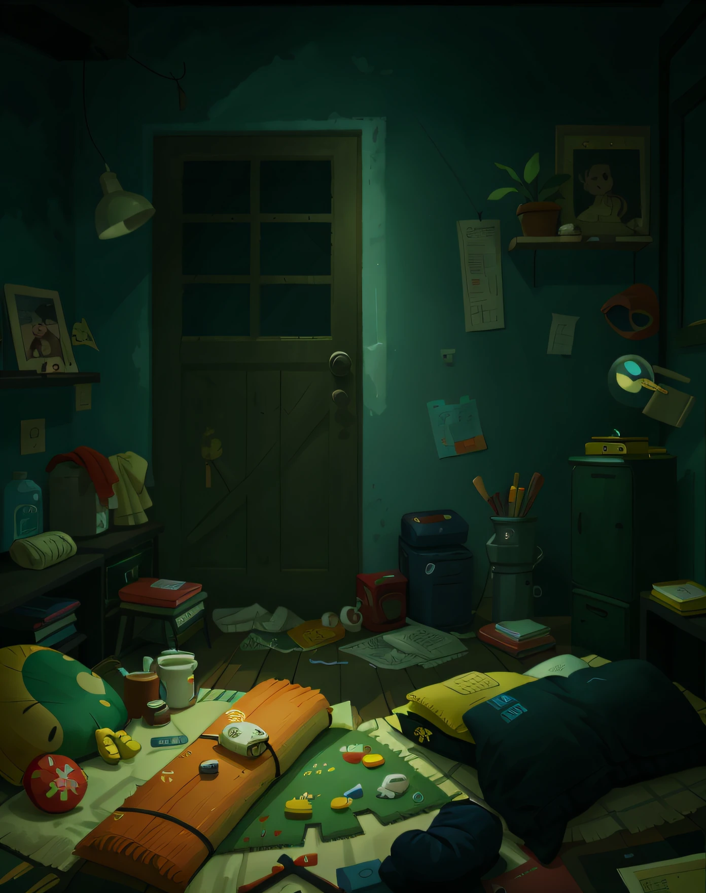 One bedroom, Perfect quality, Clear focus (Clutter - home: 0.8), (Masterpiece: 1.2) (Best quality) (Detailed skin: 1.3) (Complex details) (8K) (Sharp focus), Long view composition, 85MM SHOT
