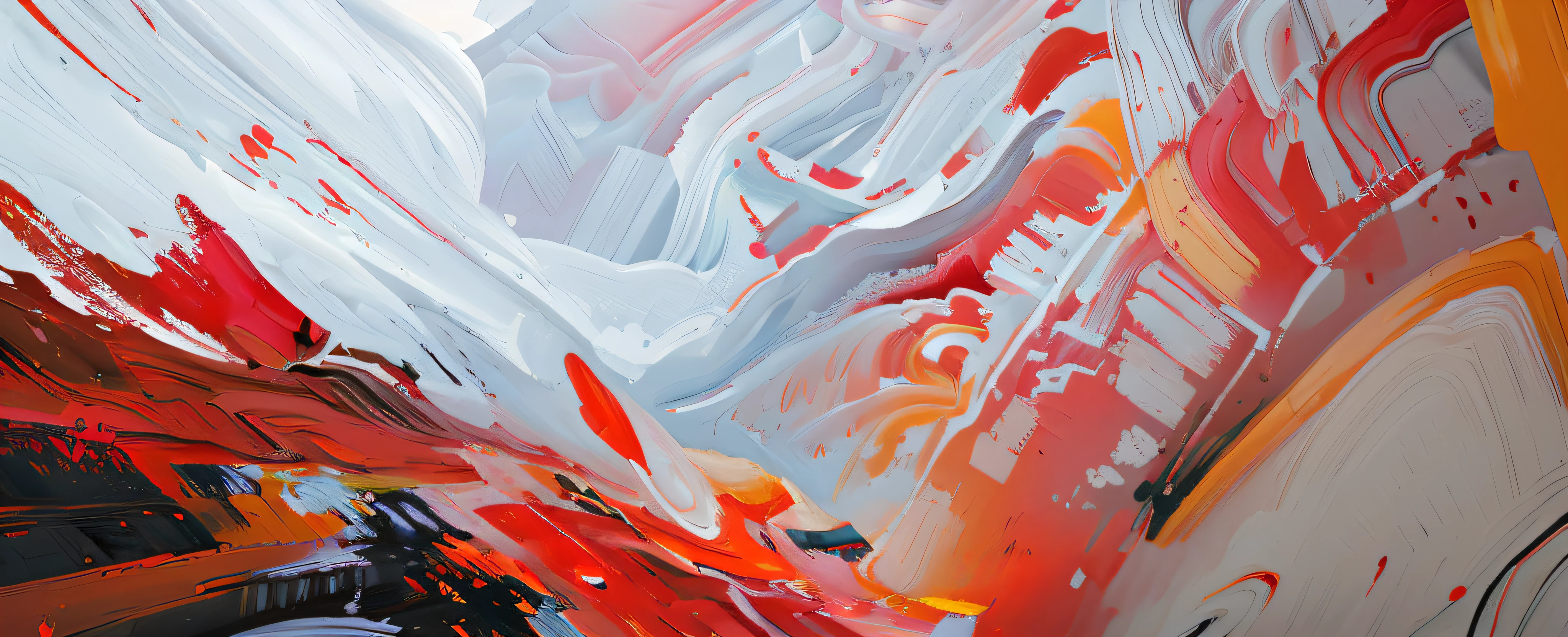 Draw a red umbrella,There is a white line running through it, Palette knife background, Colorful energy brushstrokes, abstract paintings. 8K, colorful digital painting, painted in high resolution, vibrant digital painting, expressive digital painting, Abstract painting techniques, in style of digital painting, Vivid abstract landscape, Beautiful art UHD 4 K