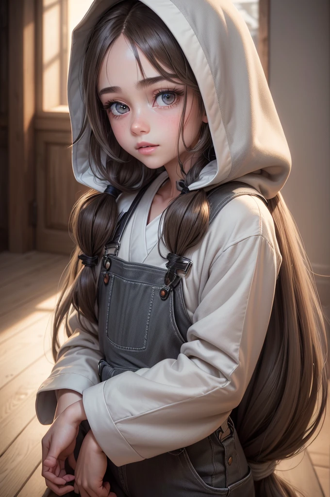 Create an artwork featuring a girl wearing a cute koala-themed hoodie. Visualize the girl in a cozy and heartwarming setting, surrounded by elements that complement the hoodie's design. Capture the girl's endearing expression as she embraces the warmth and charm of her koala-inspired attire. Convey the sense of comfort and affection in this adorable scene.