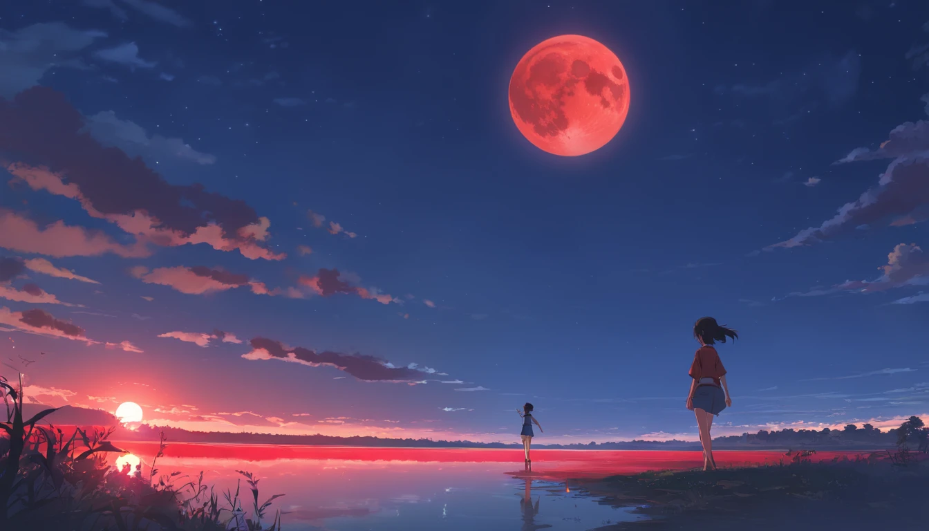 Red Moon、Bloody river、dark sky、one leg