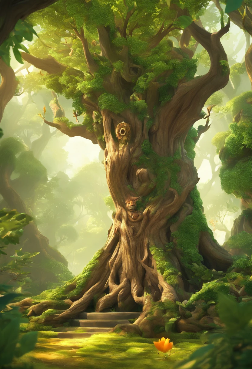 1 Dryad,Cartoon tree close-up,There is a face on it, treant, but rather a, ent treant dryad, the trees are angry, Evil Tree Elves, Groot, character art of maple story,leafy branches,Lots of branches, oak tree ent, plant monster, tree druid, of the tree, treebeard, entity, Jane wood art style, plant monster, Mobile game art(Masterpiece, Best quality, Ultra-detailed, Best Illustration:1.4),(See-through:15)(refractions,Reflection:1.2) ,