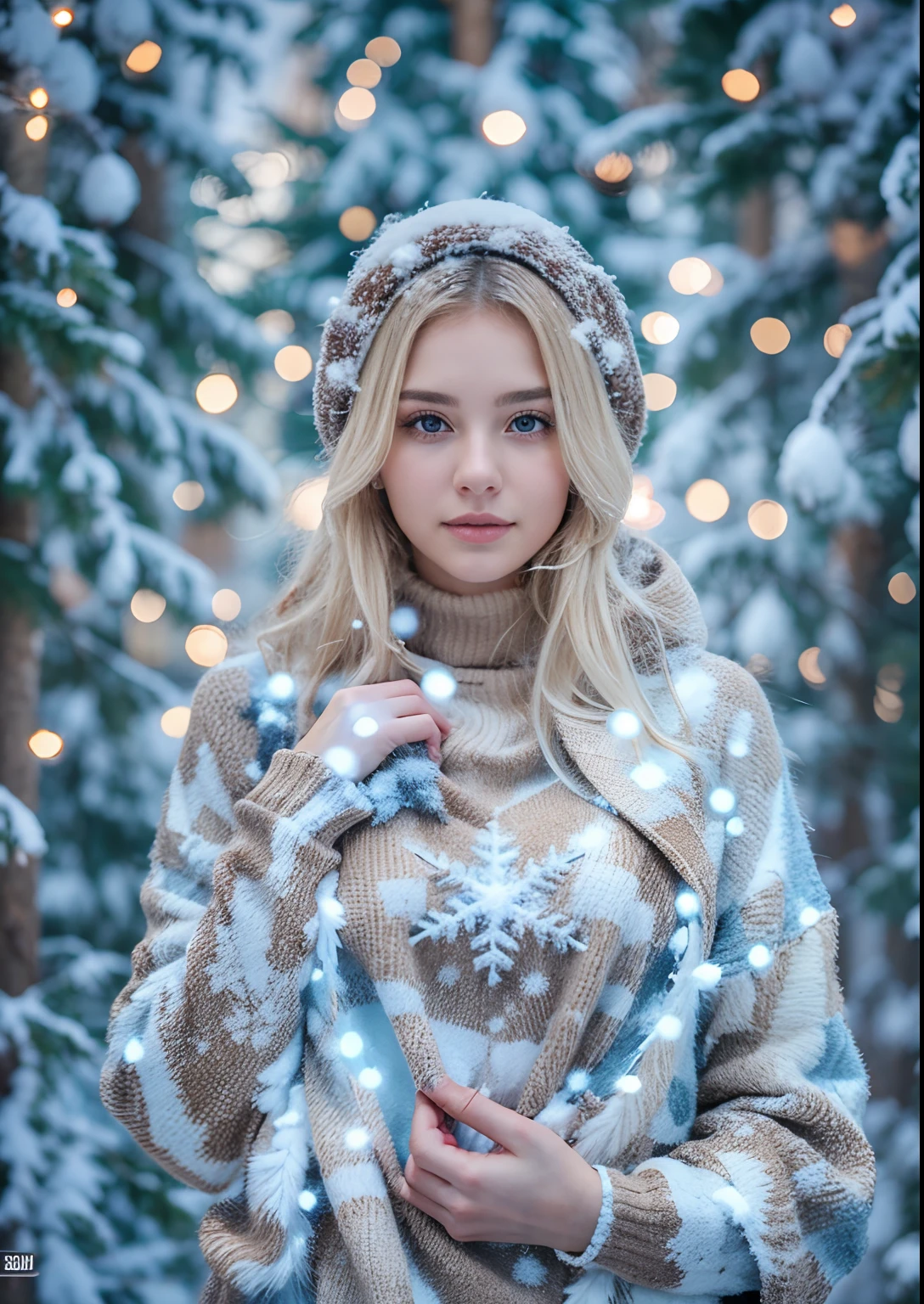 winter, snowfall, handsome girl