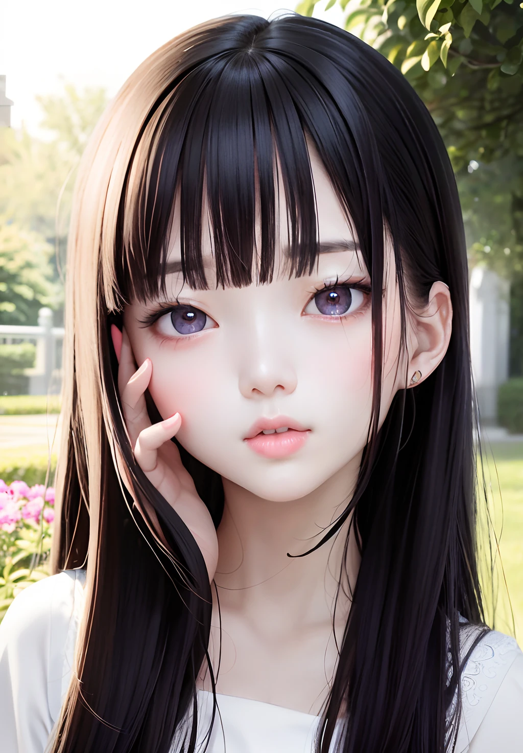 in a 4k、 ​masterpiece, top-quality, 8K, absurderes, beautiful a girl, Clean face, looking at the viewers, A smile, Teen, cute little, (Glitter and smoky red eyeshadow and glitter, glazed pinkish red lips:0.8), A hyper-realistic, hight resolution, a picture, film grains, chromatic abberation, foco nítido, nffsw, face lights, Dynamic lighting, 电影灯光, Professional Shadows, simple background, (Dull blue background:1.3)、highestdetailed、Extreme details、ultra-detailliert、detaile、authentic skin、delicated facial features、detailed faces and eyes、Sharp pupils、Realistic pupils、(Black eye:1.0),full bodyesbian、waistline、Slim type、((fullnude)) --auto