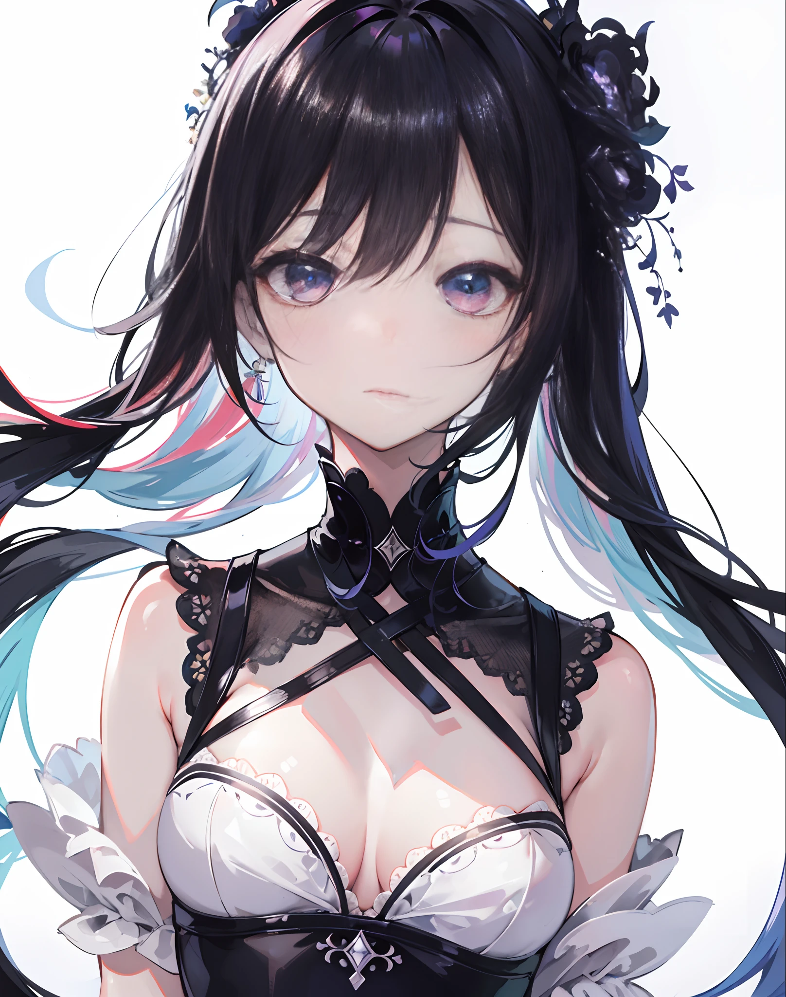 Short Hair, bangs, curtained hair, crossed bangs, Long hair, Messy hair, pony tails, bangs, curtained hair, crossed bangs, Messy hair, pony tails, Big hair, ((３７Old woman)), hair ear, hair tying, hair flaps, widow peak, head gear, Hair ribbon, kanzashi, hairpods, white hair ribbon, Moles under eyes, Raised eyebrows, eyeball, Evil smile, crazy, Shy, scowling, jitome, gloom (expression), Seductive smile, anime big breast, Minimalism, Anime style, anime big breast, Minimalism, Anime style, angle of view, From above, hyper HD, retinas, Masterpiece, ccurate, Textured skin, Super detail, High quality, High details, Award-Awarded, Best quality, A high resolution, 16k, hyper HD, retinas, Masterpiece, ccurate, Textured skin, Super detail, High quality, High details, Award-Awarded, Best quality, A high resolution, 16k(((White skin))