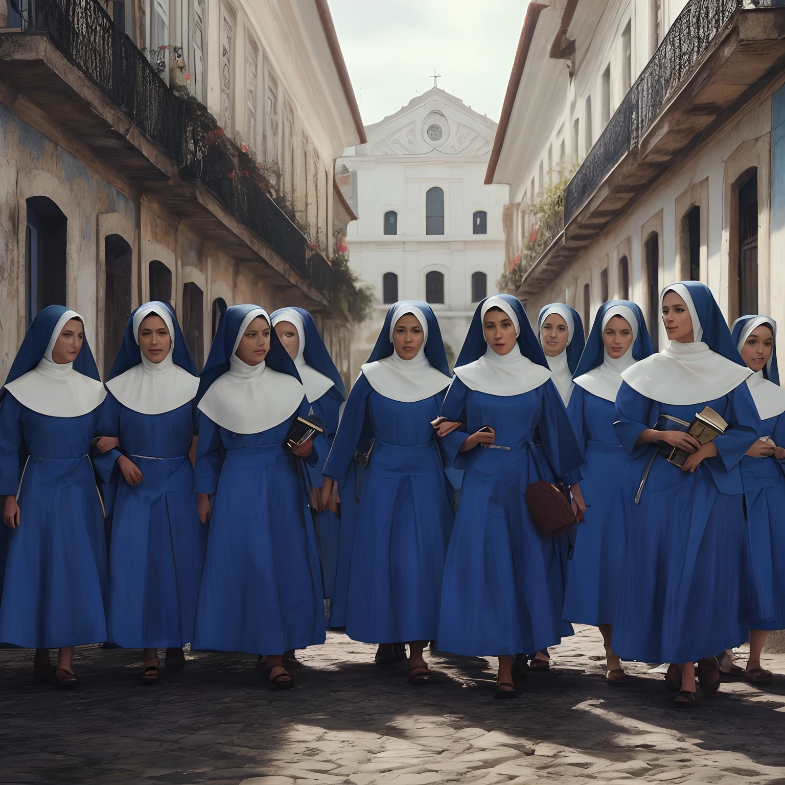 Several women in blue dresses stand in a row, Directed by: Fernando Gerassi, Netflix, 36864k filme, 16384k filme, Directed by: Bernard Meninsky, ainda de um filme live action, imagem promocional do filme, ainda do filme, [ cinemactic, foto ainda de, Directed by: Luis Molinari, cena do filme live action, O filme