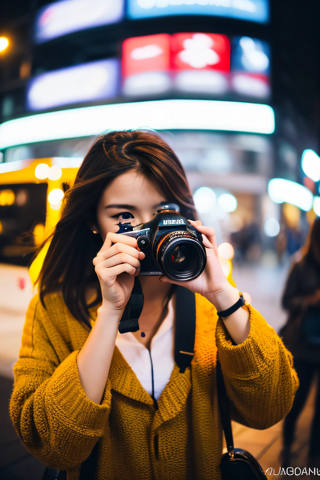 (top-quality,8K,​masterpiece),Araphedo woman taking photo with camera in the city, dslr 5 0 mm portrait photo, Professional DSLR Photography, women's pictures,(beautiful countenance,A detailed eye,Detailed skin,detailed lips),Colossal tits, High Quality DSLR Photography, Professional Photography, Photo Portrait 4K, DSLR photo, photo portrait, Photography], DSLR photo, Professional Photographer, Paparazzi Photography, DSLR photo, Hold the camera up, Have a DSLR camera