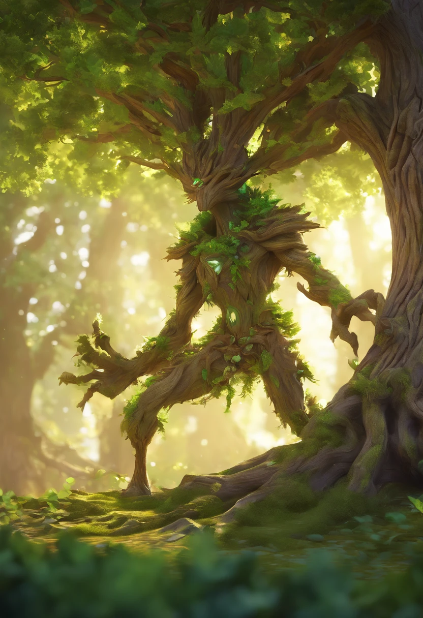 1 Dryad,Cartoon tree close-up,There is a face on it, treant, but rather a, ent treant dryad, the trees are angry, Evil Tree Elves, Groot, character art of maple story,leafy branches,Lots of branches, oak tree ent, plant monster, tree druid, of the tree, treebeard, entity, Jane wood art style, plant monster, Mobile game art(Masterpiece, Best quality, Ultra-detailed, Best Illustration:1.2),(refractions,Reflection:1.2) ,