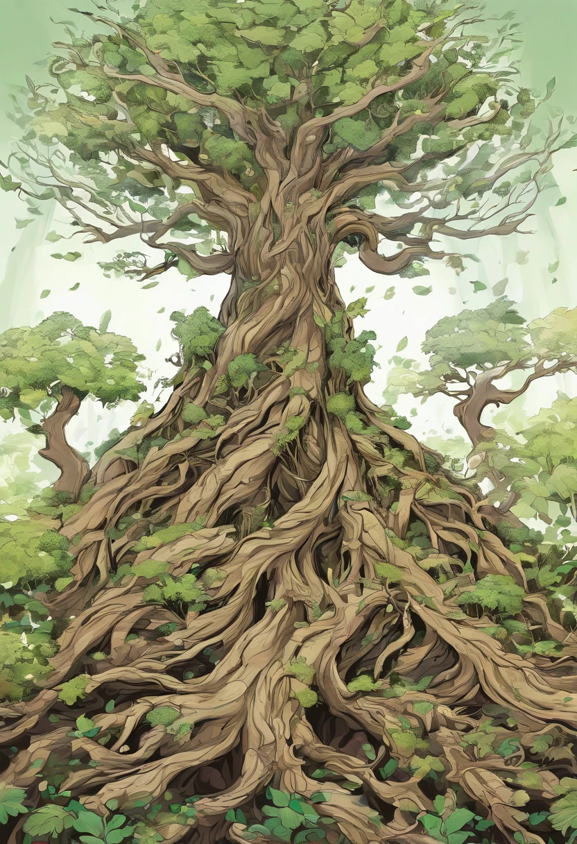 1 Dryad,Cartoon tree close-up,There is a face on it, treant, but rather a, ent treant dryad, the trees are angry, Evil Tree Elves, Groot, character art of maple story,leafy branches,Lots of branches, oak tree ent, plant monster, tree druid, of the tree, treebeard, entity, Jane wood art style, plant monster, Mobile game art(Masterpiece, Best quality, Ultra-detailed, Best Illustration:1.2),(refractions,Reflection:1.2) ,