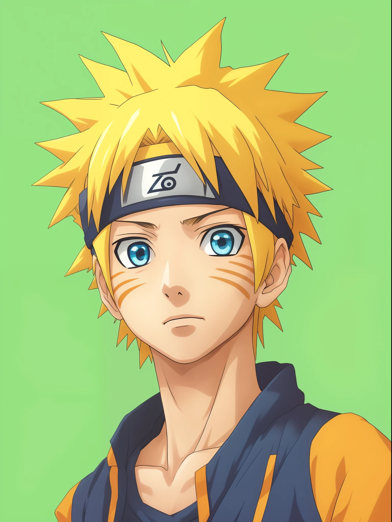 1boy, male, Naruto Uzumaki, yellow short hairs, headband, orange and blue clothes,, anime style, japanese anime style, Kishimoto Japanese, blue eyes, 8K detailed portrait, masterpiece, best quality