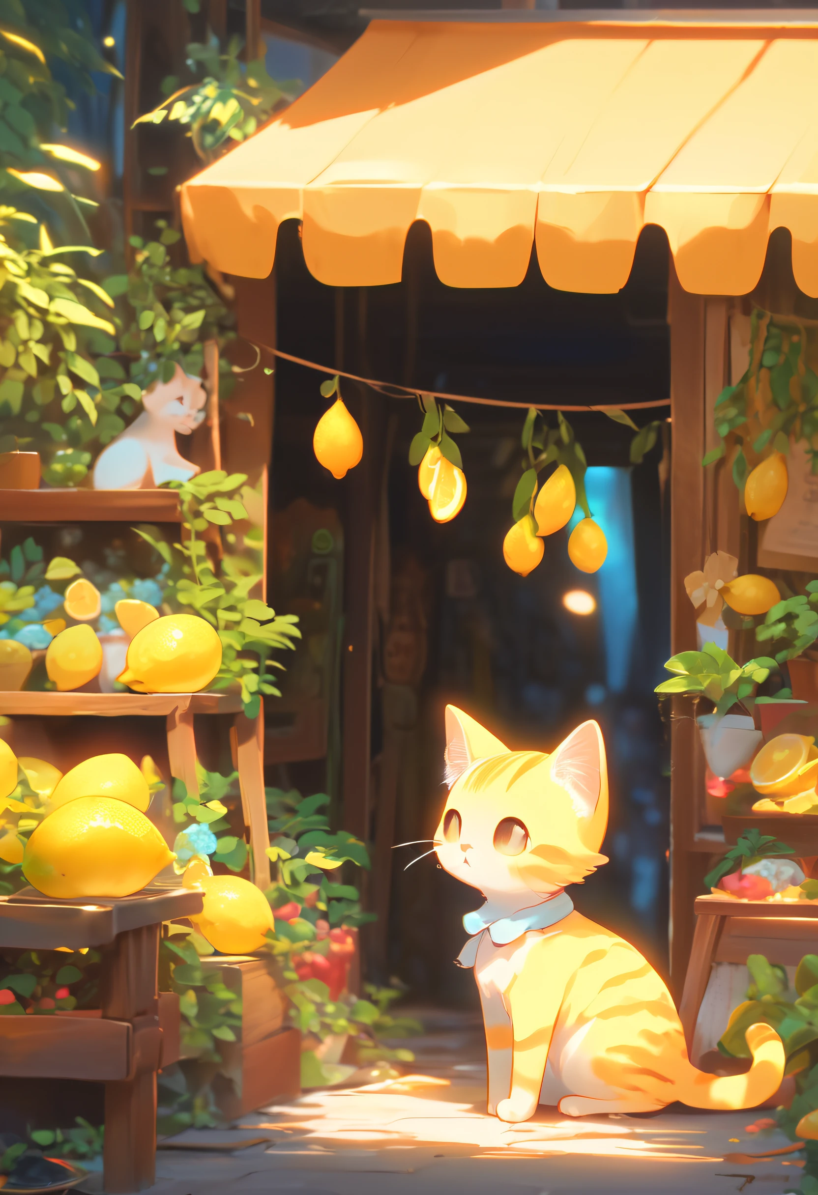 The rich colors of alien artists,Vibrant colors,nightcore,In the style of a side street, A *********** stands near a stall on the side of the road,Wooden doors and windows,Cats outside,Delicate depiction of plants,Bright palette style,magical ***********,cute anddreamy,Citrine lemon,Light cerulean,Soft llumination,Shiny/Glossy, UE5,urban surroundings, UHD image, peacful, Dreamy,16k