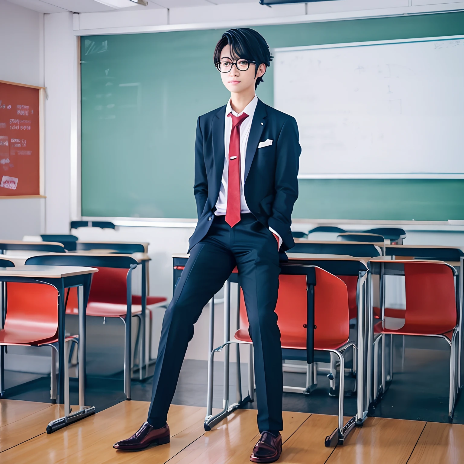proffesional、Anime-style、Kawaii Teacher Character Alone、No text or anything、