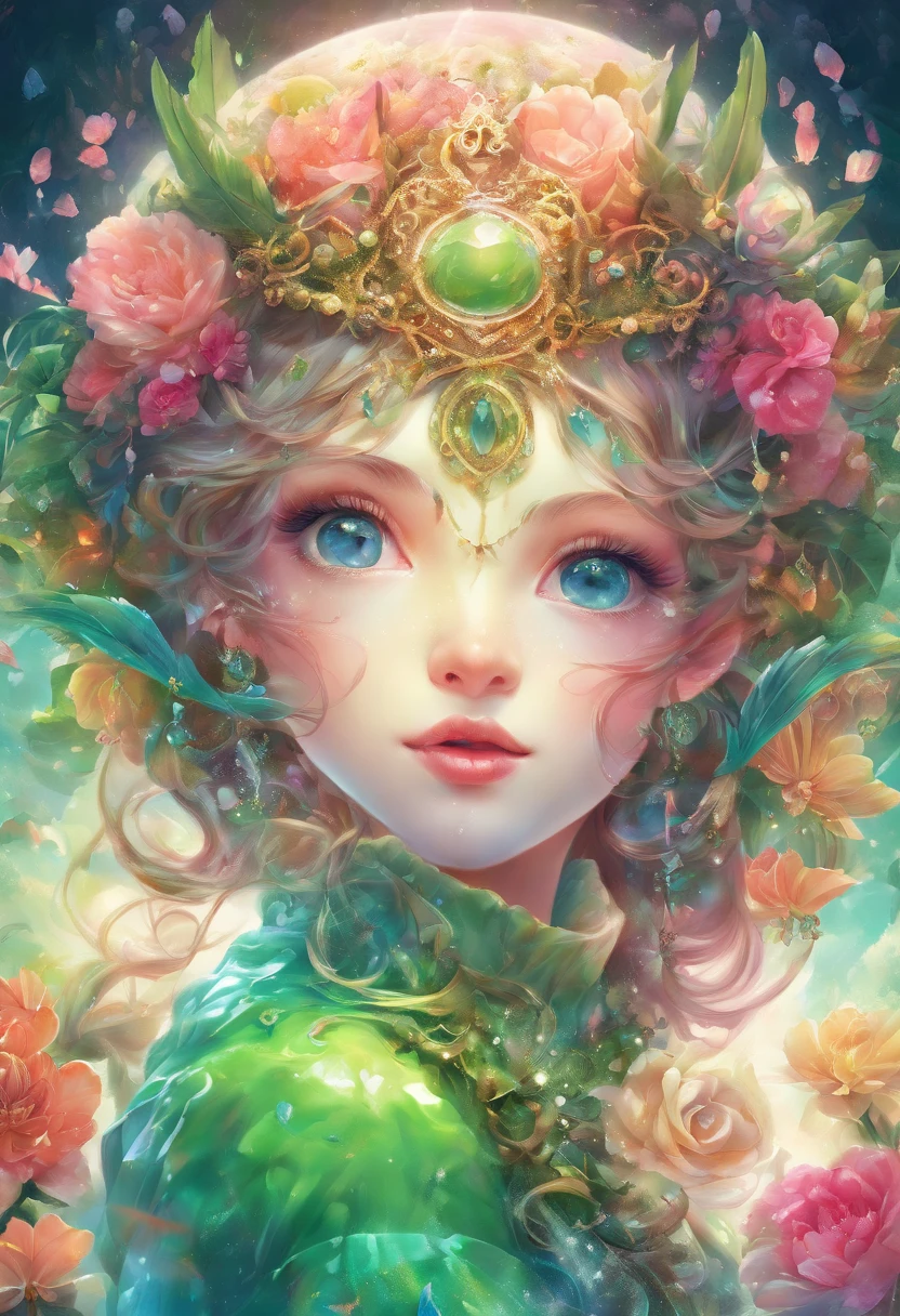 (Masterpiece, Best quality, Ultra-detailed, Best Illustration:1.7), 1 Fairy, The wings of the little fairy,(Slime girl:1.4),(See-through:1.8)afloat,Green wind ,Silk fabric,(refractions,Reflection:1.46) , Transparent skin, sunshine day,ln the forest