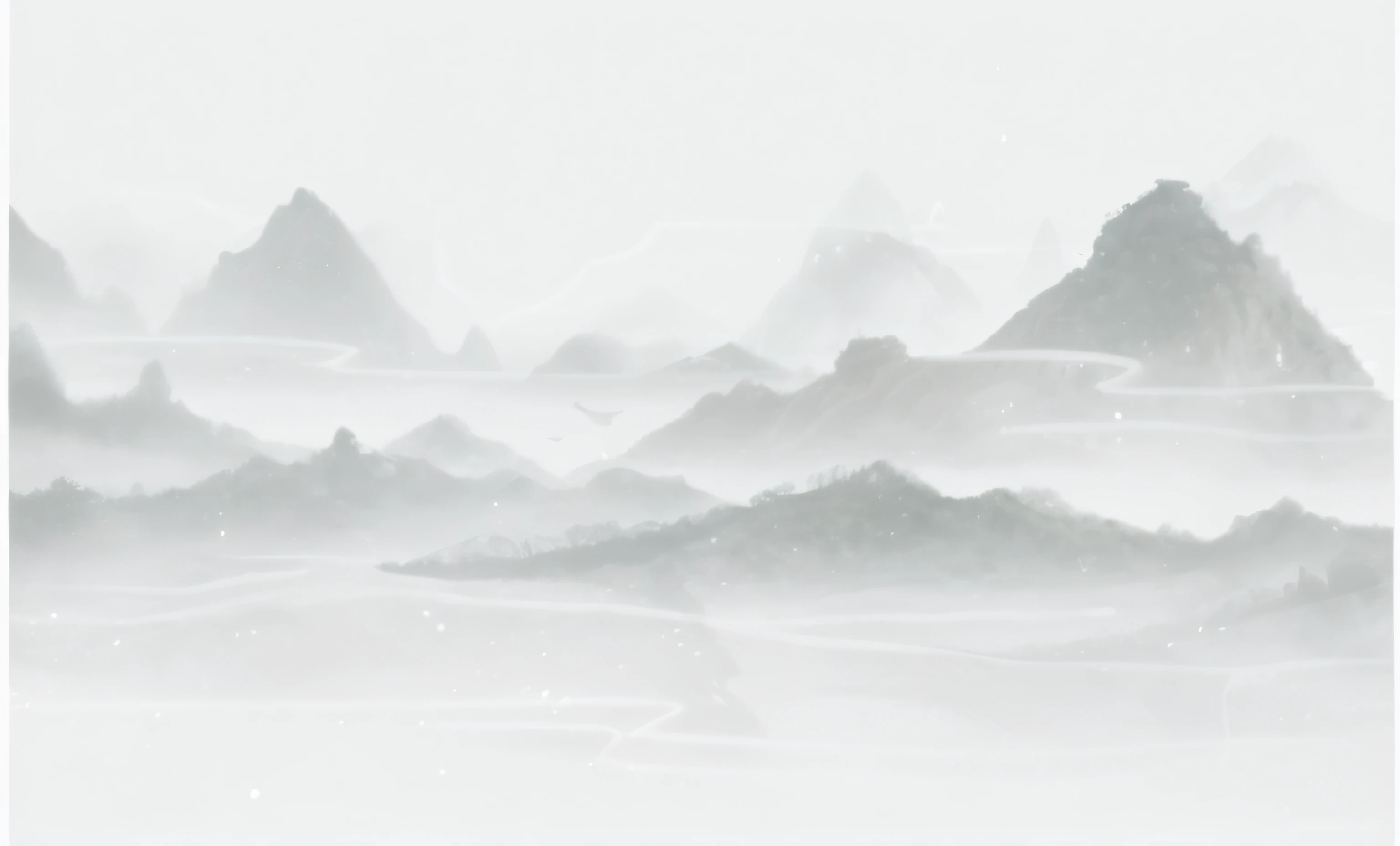 There is a painting,The painting is a boat in the water,The background is mountains, Chinese watercolor style, Detailed scenery —width 672, Chinese painting style, artwork in the style of z.Show on the. gu, Chinese landscape, Chinese style painting, misty mountains, serene illustration, Floating mountains, inspired by Sōami, landscape artwork, Atmospheric. Digital painting