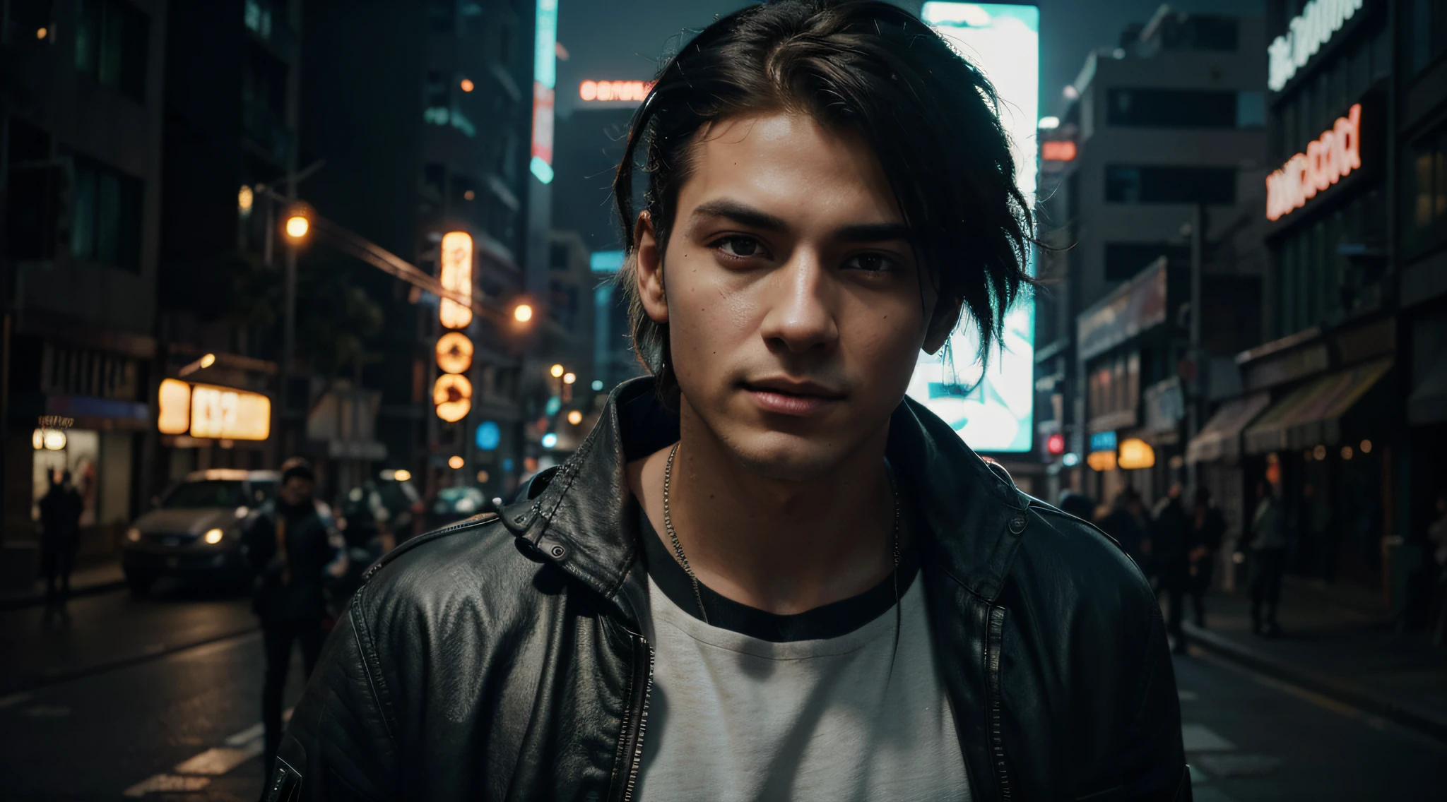 cyberpunk handsome boy ultra realistic with cat, --v 4