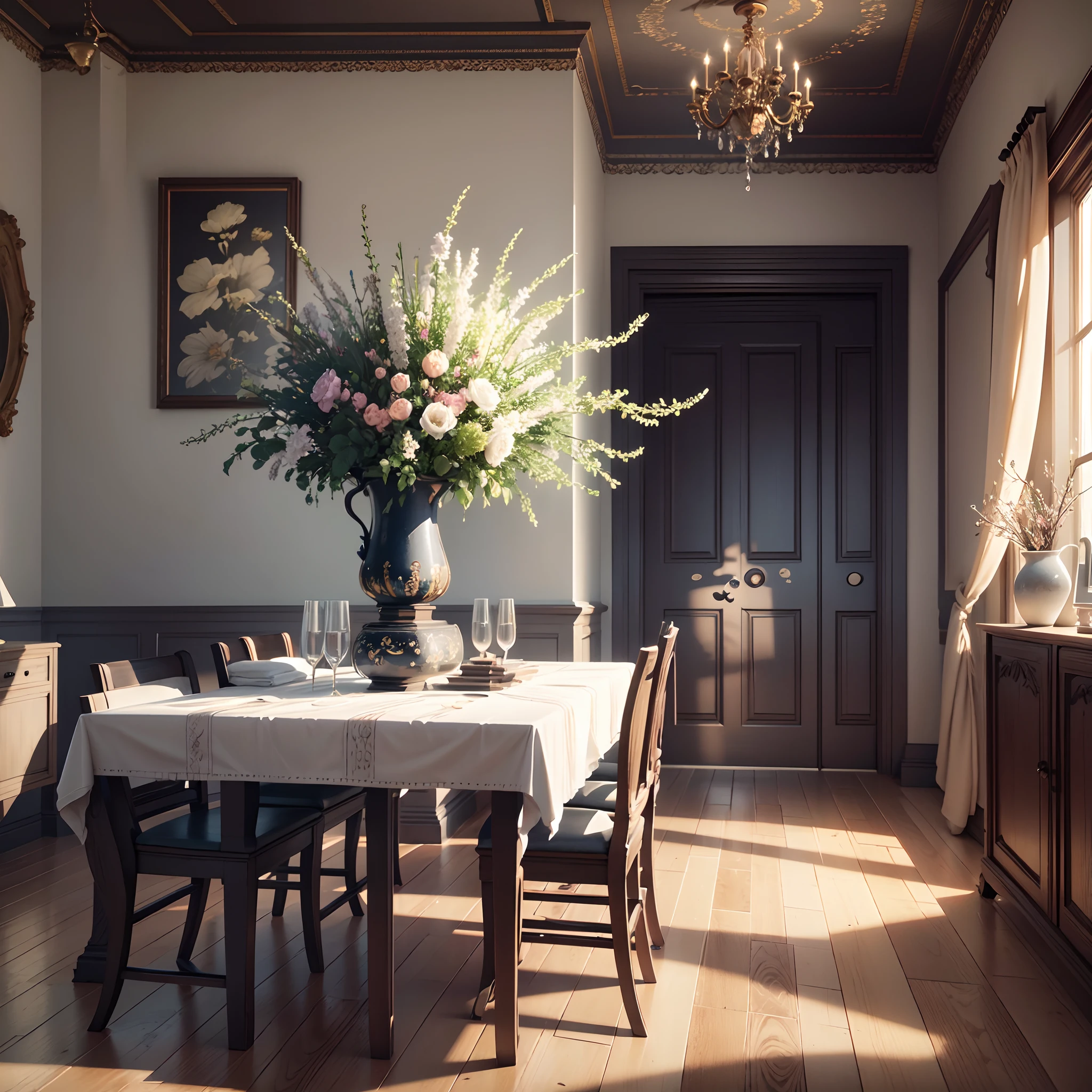 professionally decorated interior design with flowers beautiful cinematic 8K realistic 3d --auto --s2
