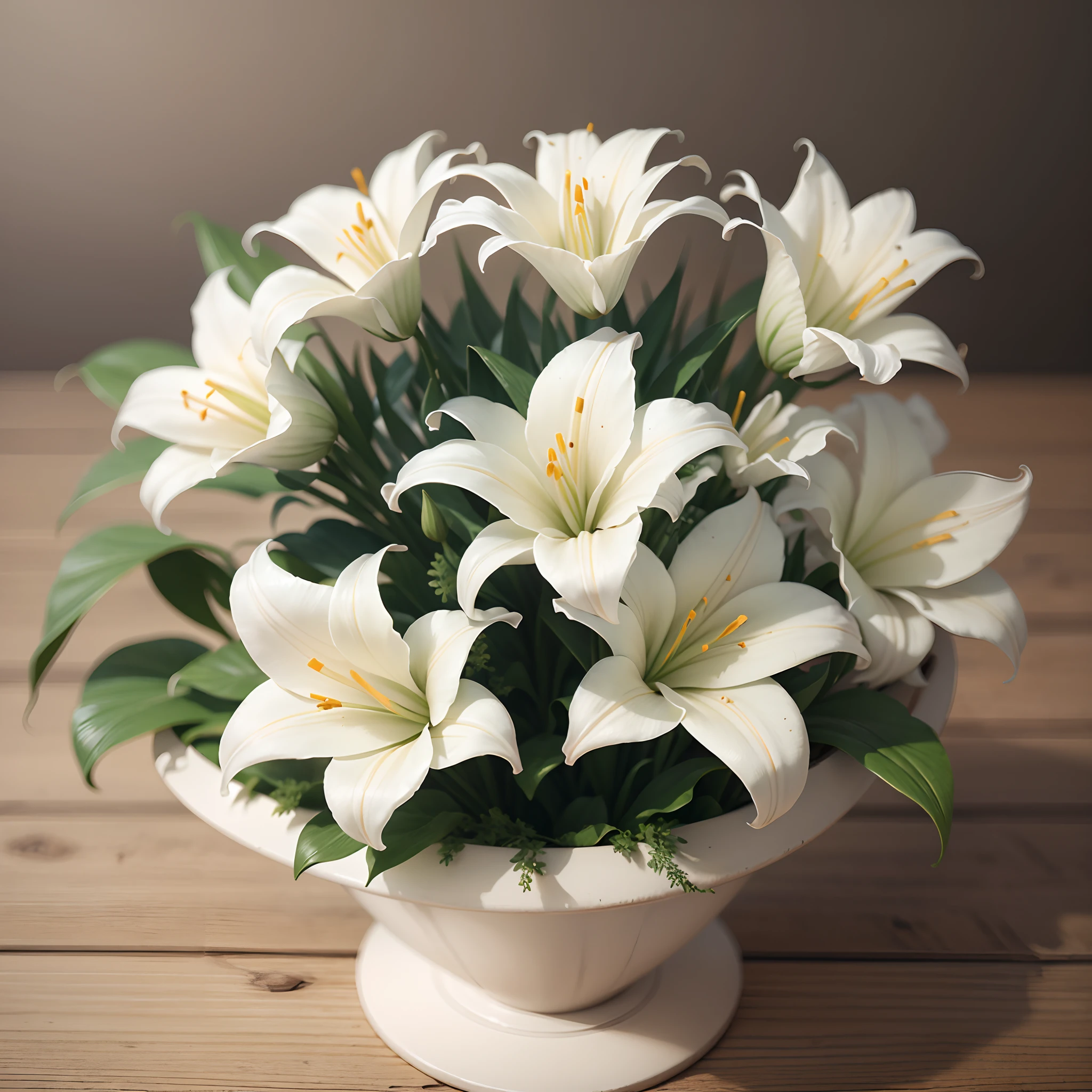 bouquet of white lilies beautiful cinematic 8K realistic 3d --auto --s2