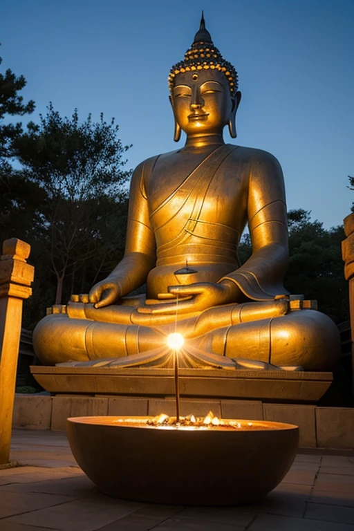 A big Buddha，Bring your hands together，Take a seat，Buddha light shines