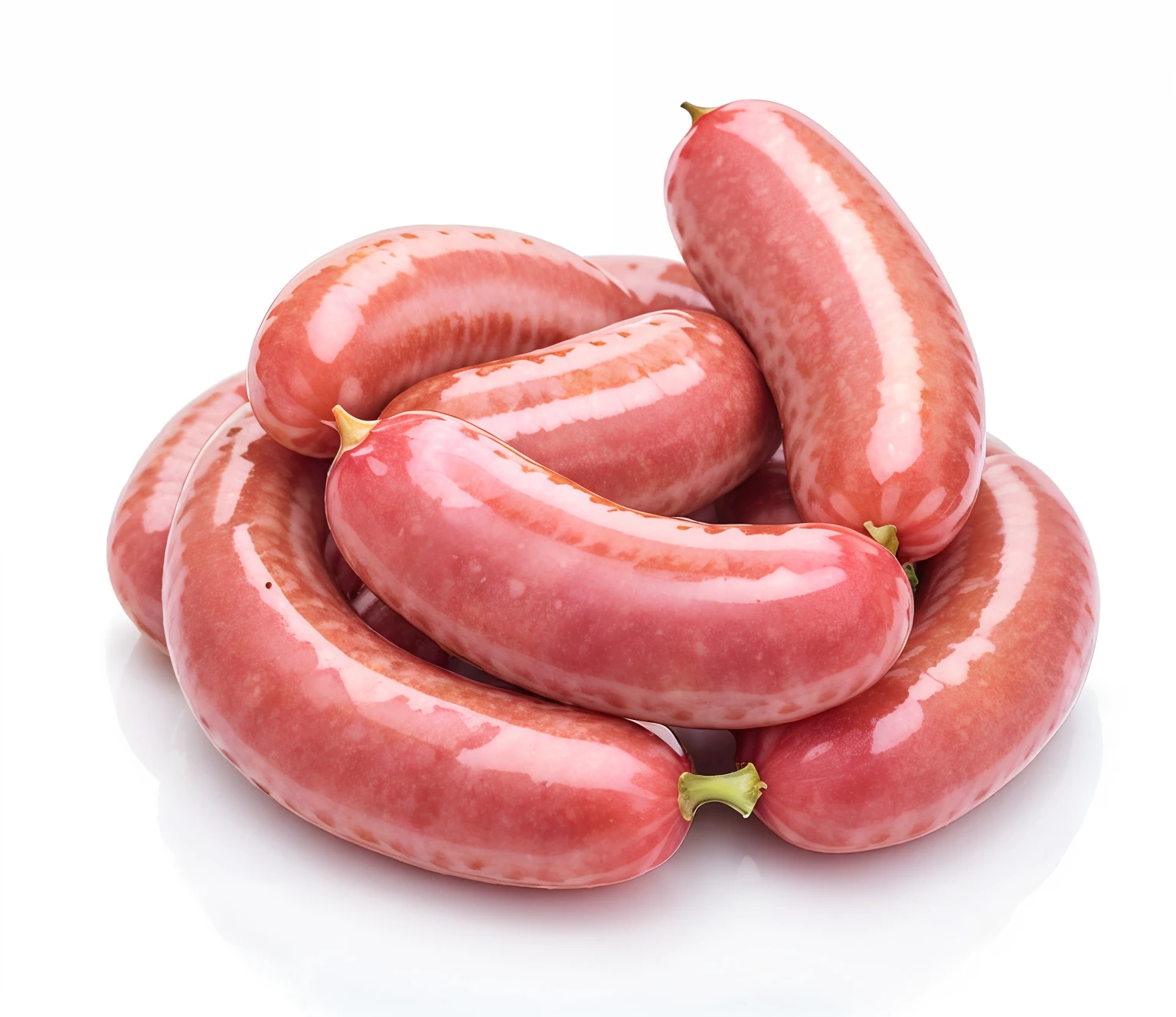 Fresh sausages, Pepperoni, Fig flavor, In the middle is a sausage, There is a fig in the lower right corner, Fig-flavored sausage