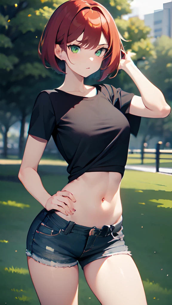 vika, Pose: Girl holding her hands behind her back and leaning forward, Girl looking at the camera.