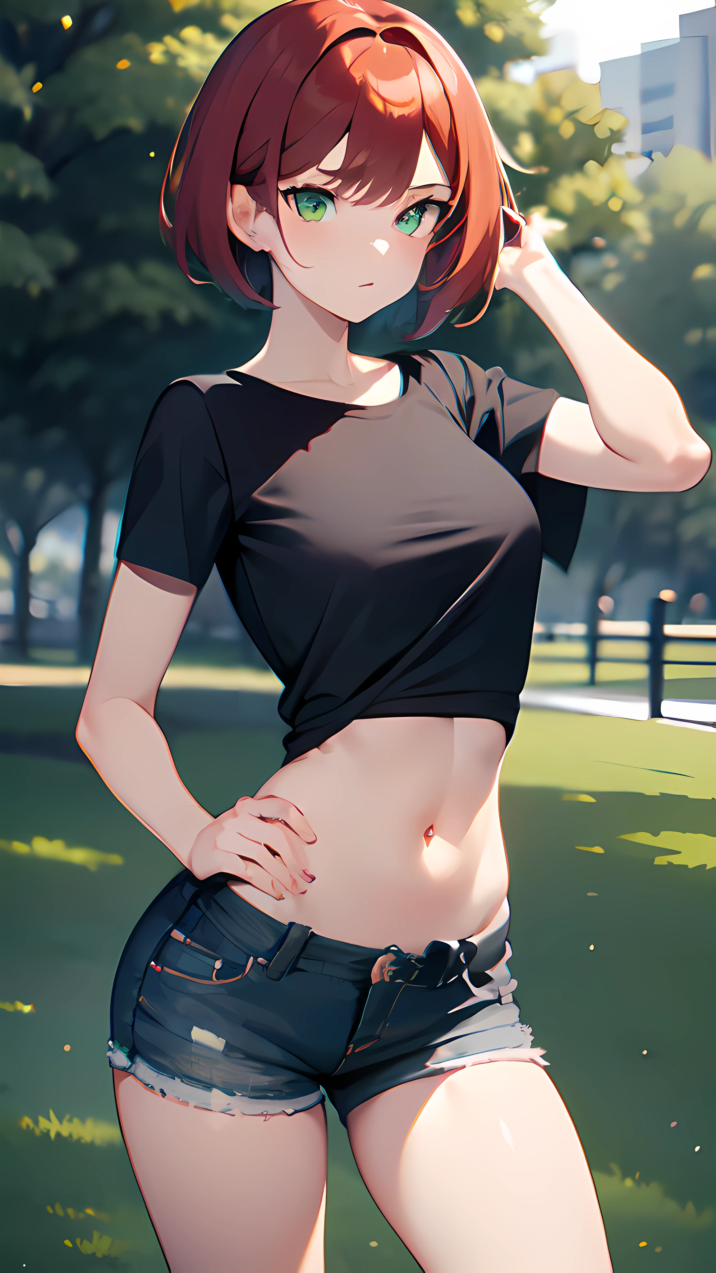 vika, Pose: Girl holding her hands behind her back and leaning forward, Girl looking at the camera.