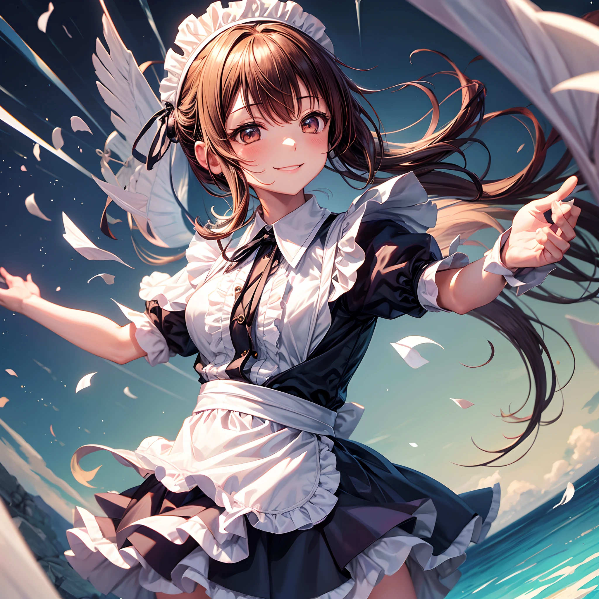 masutepiece, Best Quality, 1girl in, Empty eyes, Utsurome, maid, Smile