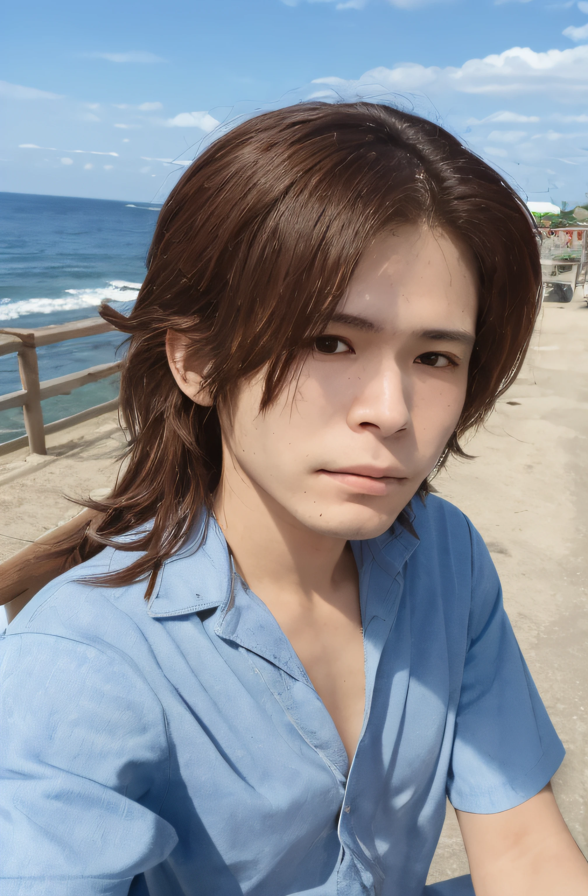 (masterpiece, realistic:1.4), (extremely intricate:1.2), close shot , portrait, (upper body:1.2), (from front:1.3), backless dress, (long dress:1.2), very long hair, breasts, bare shoulders, sky, ocean, water, looking at viewer, italian, head tilt, wind, cloud, sunlight, outdoor, 1girl, solo, cinematic light, ultra high res, 8k uhd, film grain, perfect anatomy, exquisitely detailed skin, best shadow, delicate, RAW, highres, clean lines,