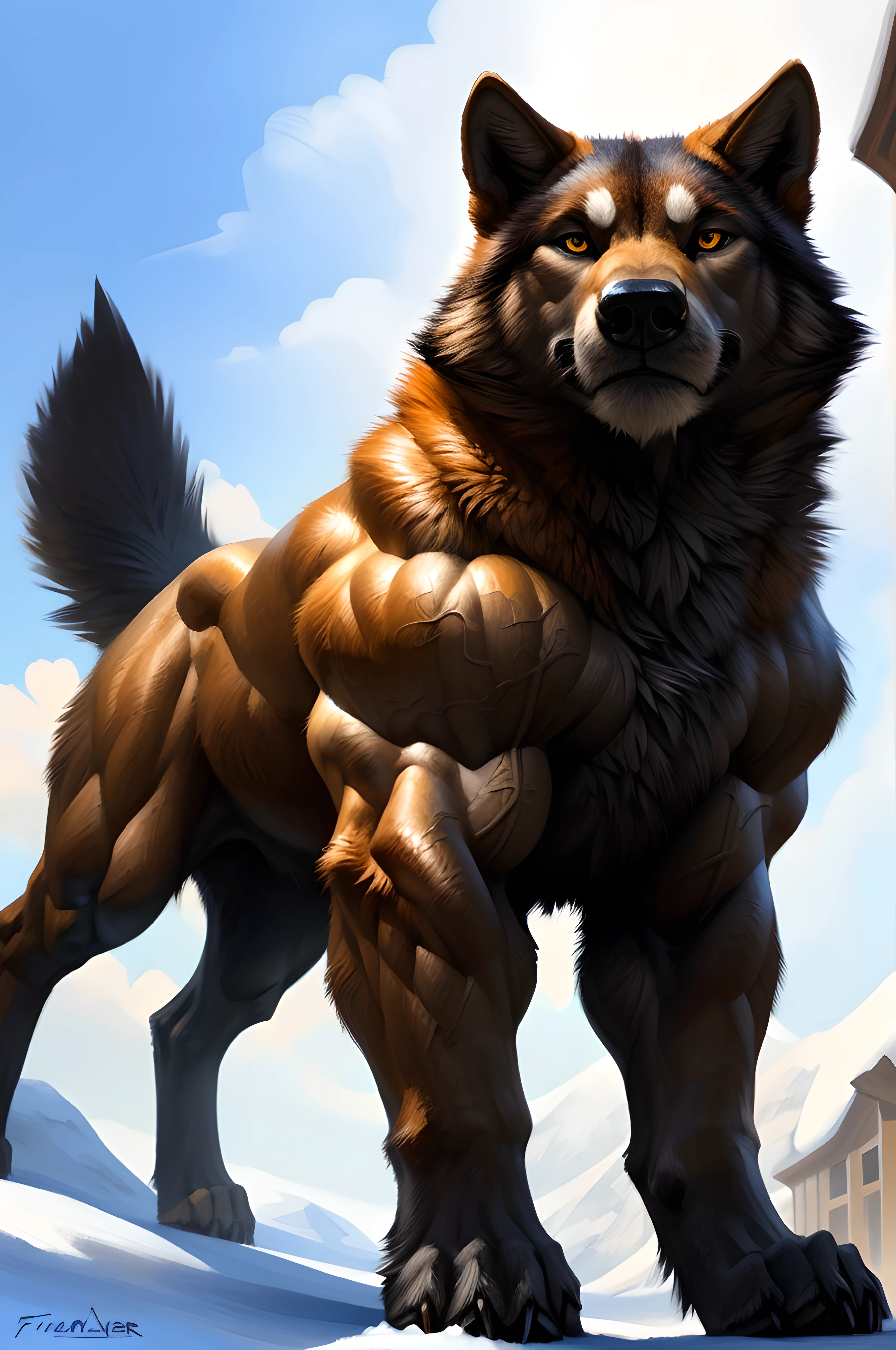 muscular feral wolf posing for the camera, 4k, high resolution, best quality, perfect colors, perfect shadows, perfect lighting, posted on e621, furry body, (feral, feral body, feral wolf, quadruped wolf, forelegs:1.2), paws, wolf, solo, male, adult, masculine, (very muscular feral, buff feral, biceps, triceps, heavyweight, thick build, defined muscles:1.5), (anthro pecs, large pecs, strong chest:1.5), correct anatomy, (photorealistic fur, detailed fur, epic, masterpiece:1.2), (white background, snow:1.1), (by Taran Fiddler), (by echin:0.5), (detailed eyes:1.2), impressive physique, serious eyes, strong chest, (shiny muscles:1.1), short fur, veins, tight muscles, majestic, (front view, facing the camera, low-angle shot:1.3), looking at camera