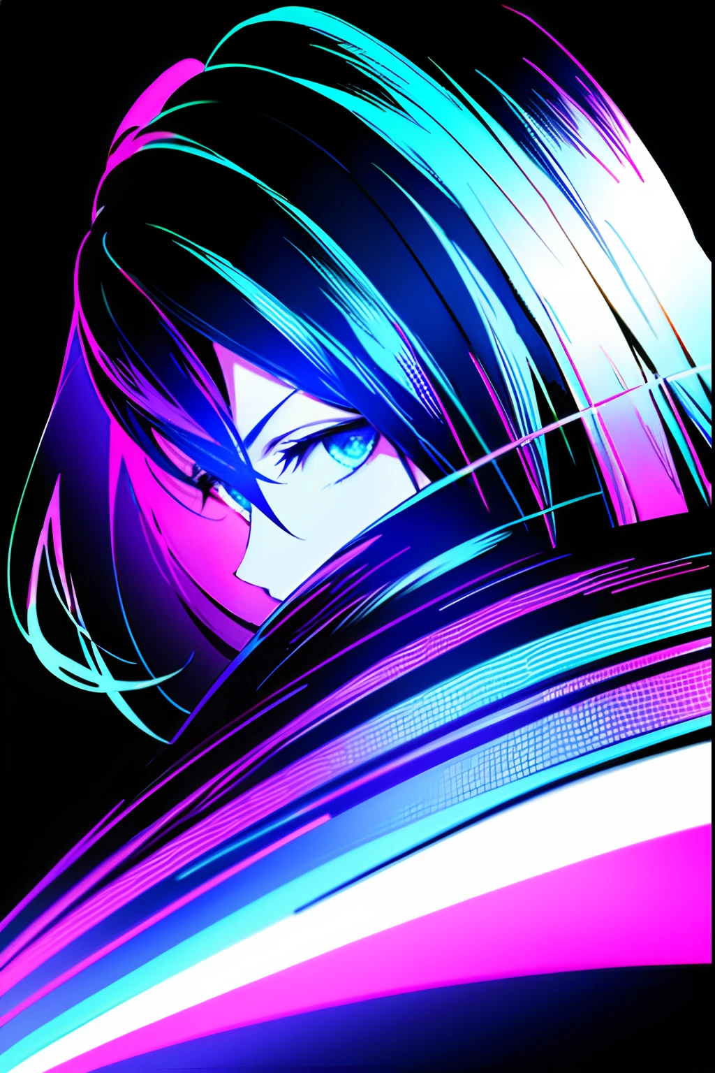 Masterpiece, Best Quality, blacklight, Black background,