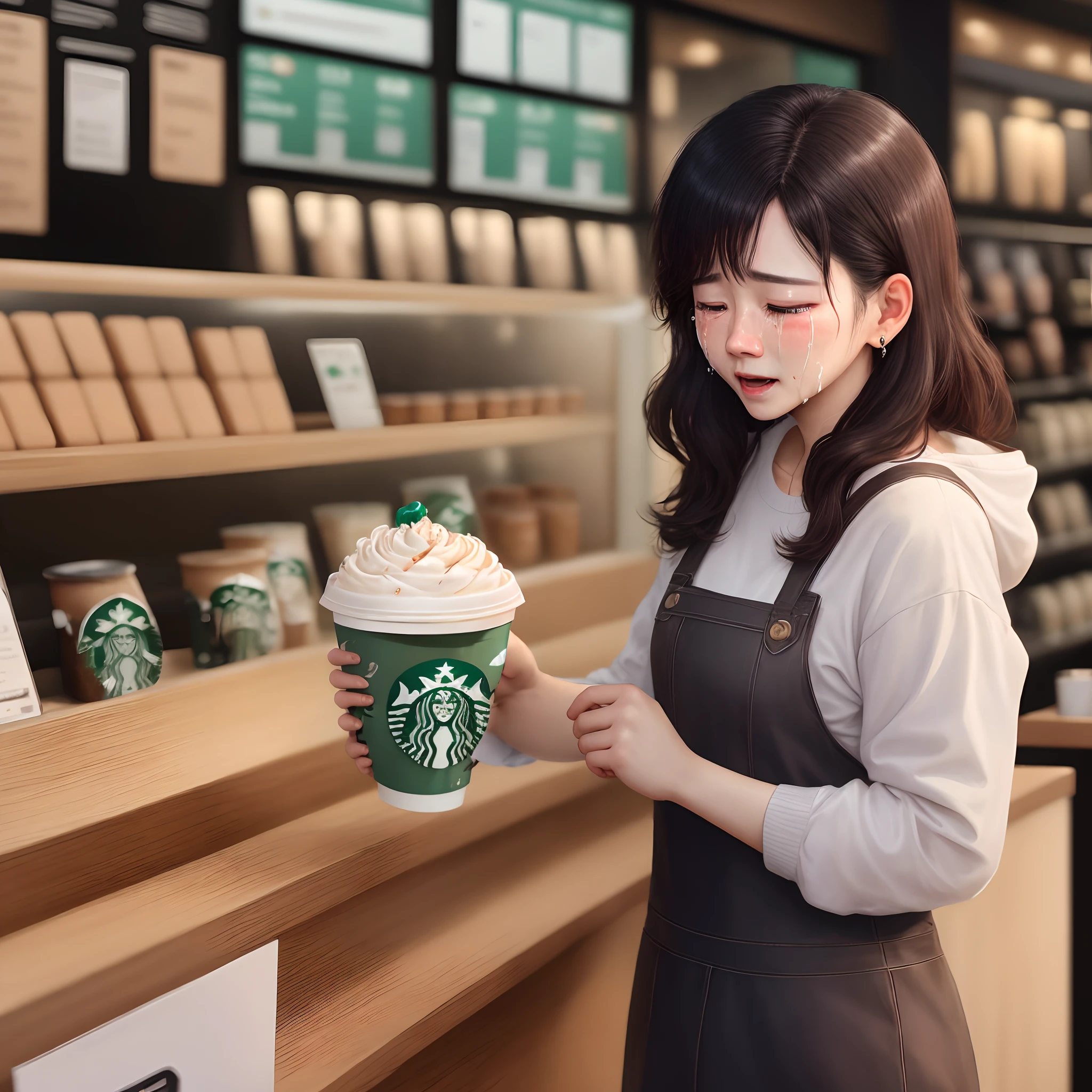 Jimin crying at Starbucks