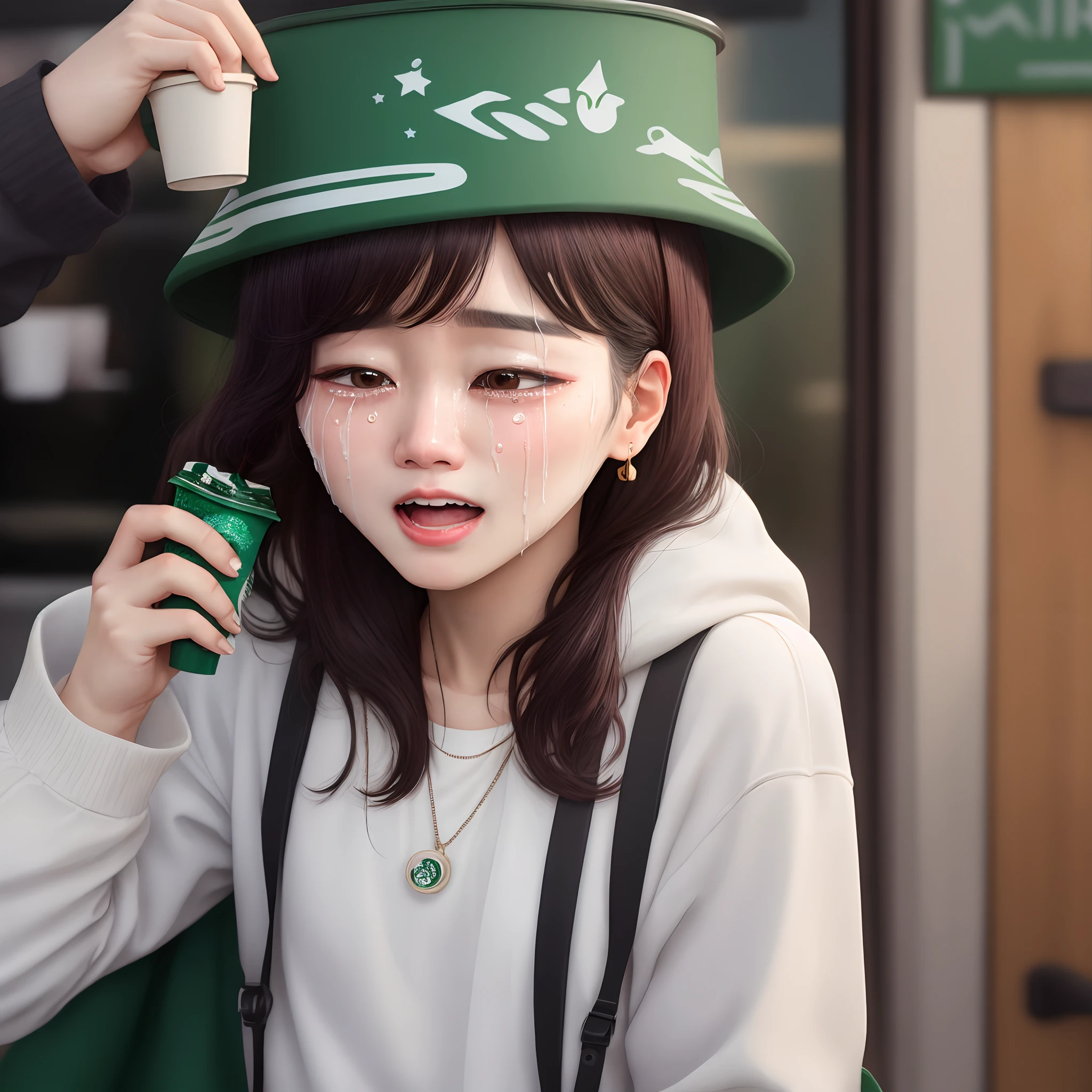 Jimin crying at Starbucks