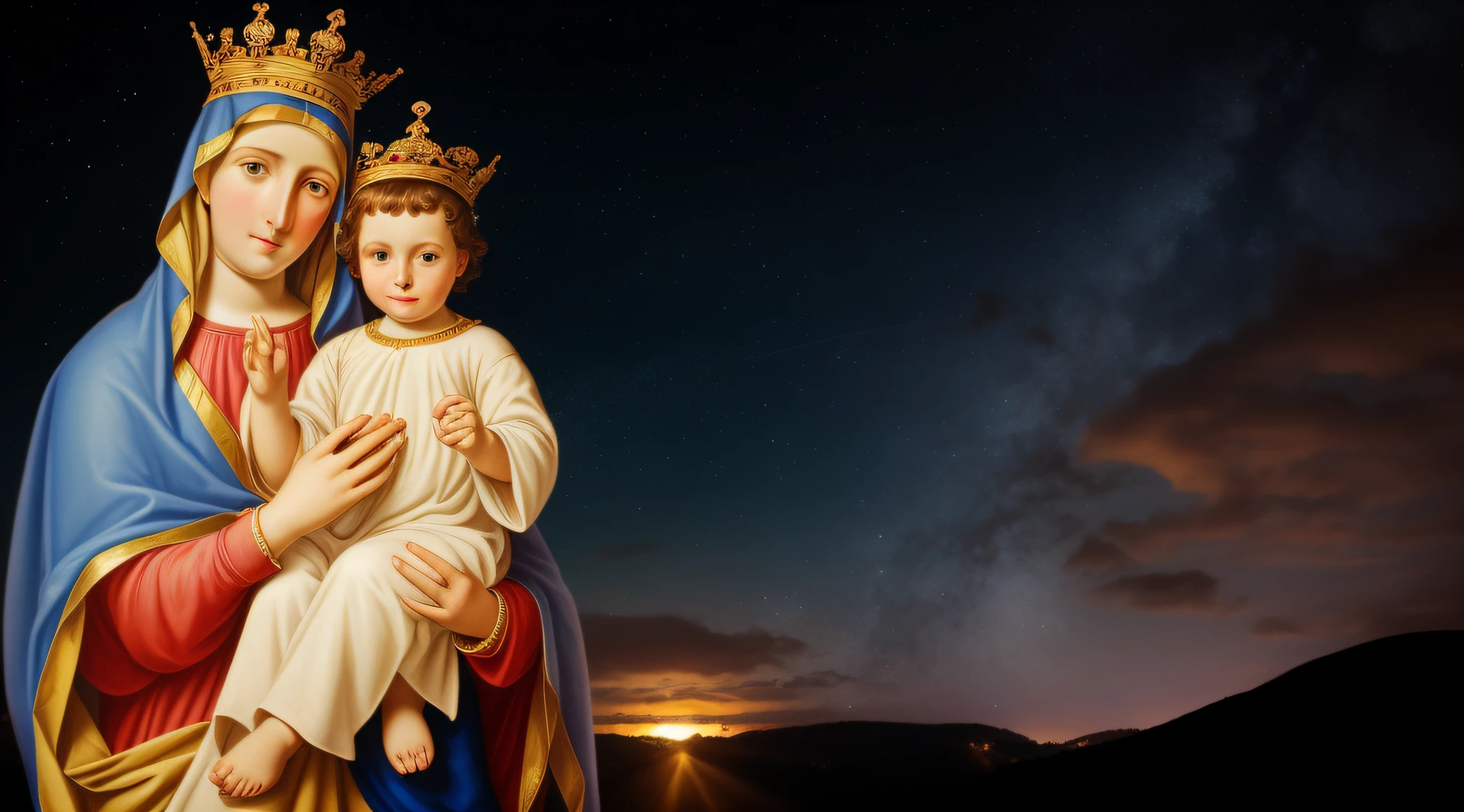 VIRGIN MARY WITH A CHILD ON HER LAP, IMAGEM REALISTA, IMAGEM 8K