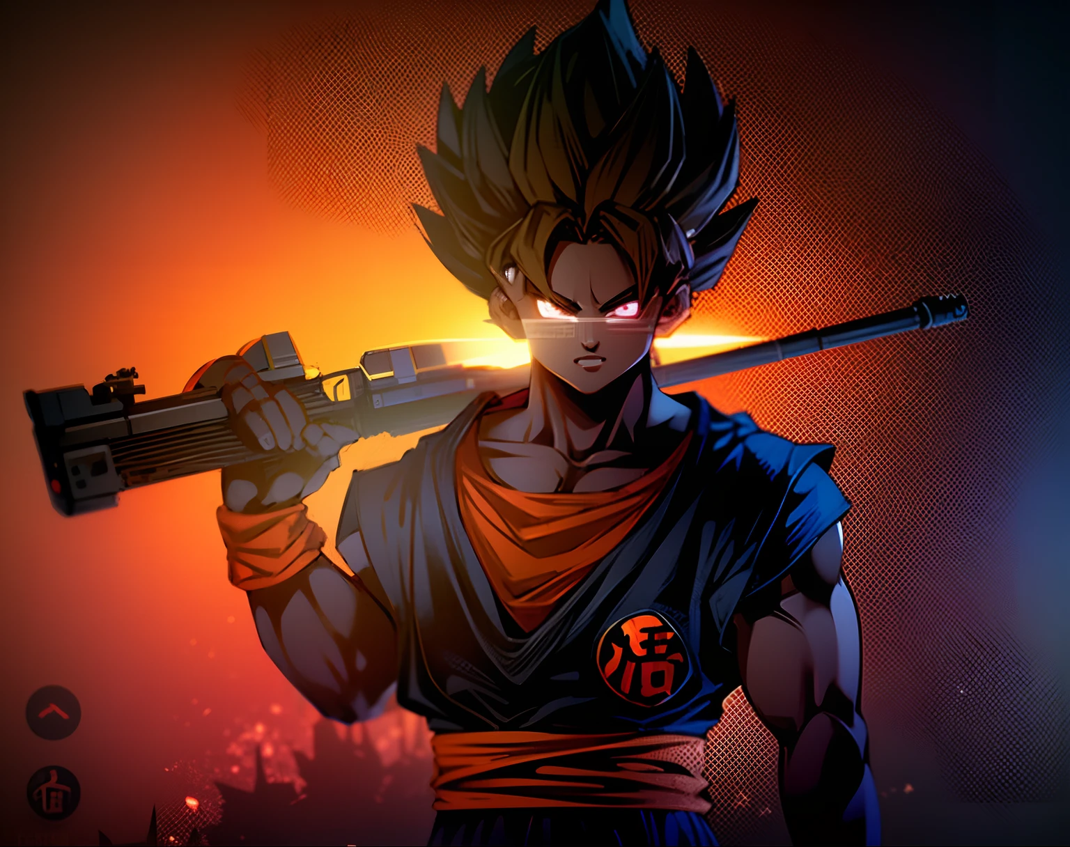 dragon ball z black goku is holding a gun and a rifle, photorealistic human black goku, black goku in Pubg, goku from dragon ball z, super saiyan goku, goku from dragon ball, highly detailed portrait of goku, human goku, goku from dragonball z, son goku, goku, portrait of goku, super saiyan, anime highly detailed, goku portrait, black goku