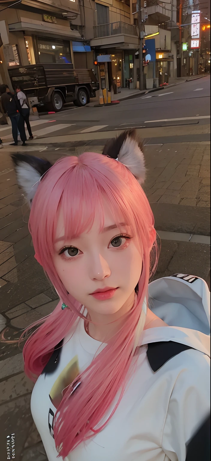 1girl, Tokyo street,night, cityscape,city lights, upper body,close-up, 8k, RAW photo, best quality, masterpiece,realistic, photo-realistic,