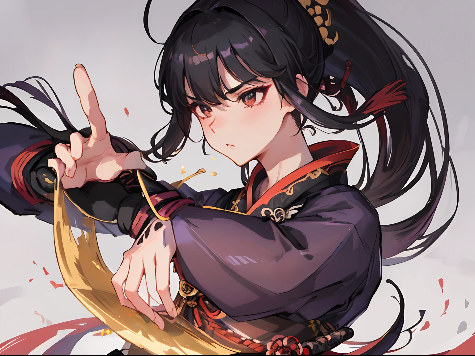 Beautuful Women、Scenery of Edo、Ponytail Black Hair、Samurai、(top-quality、Superb Detail:1.5)、Battle Scenes、Beautifully drawn hands、Full body model
