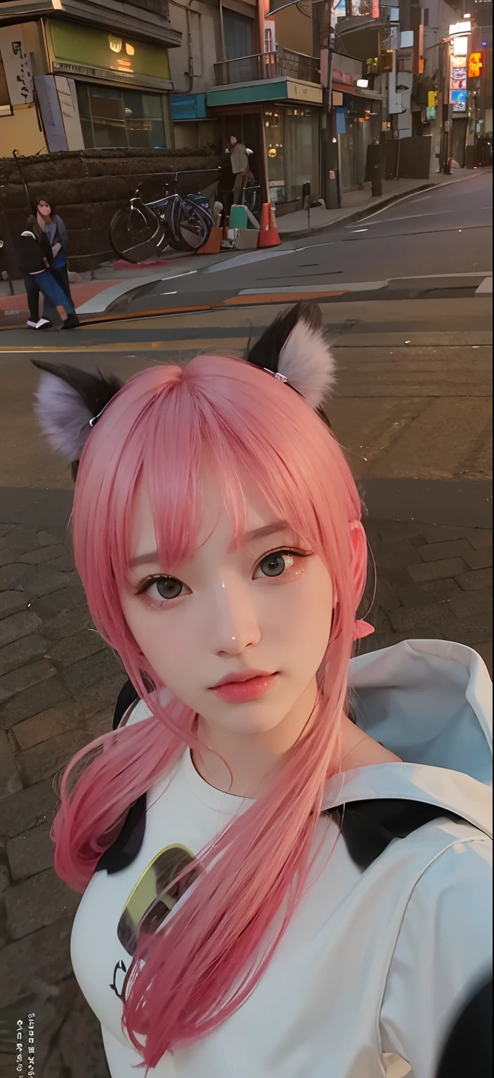 1girl, Tokyo street,night, cityscape,city lights, upper body,close-up, 8k, RAW photo, best quality, masterpiece,realistic, photo-realistic,