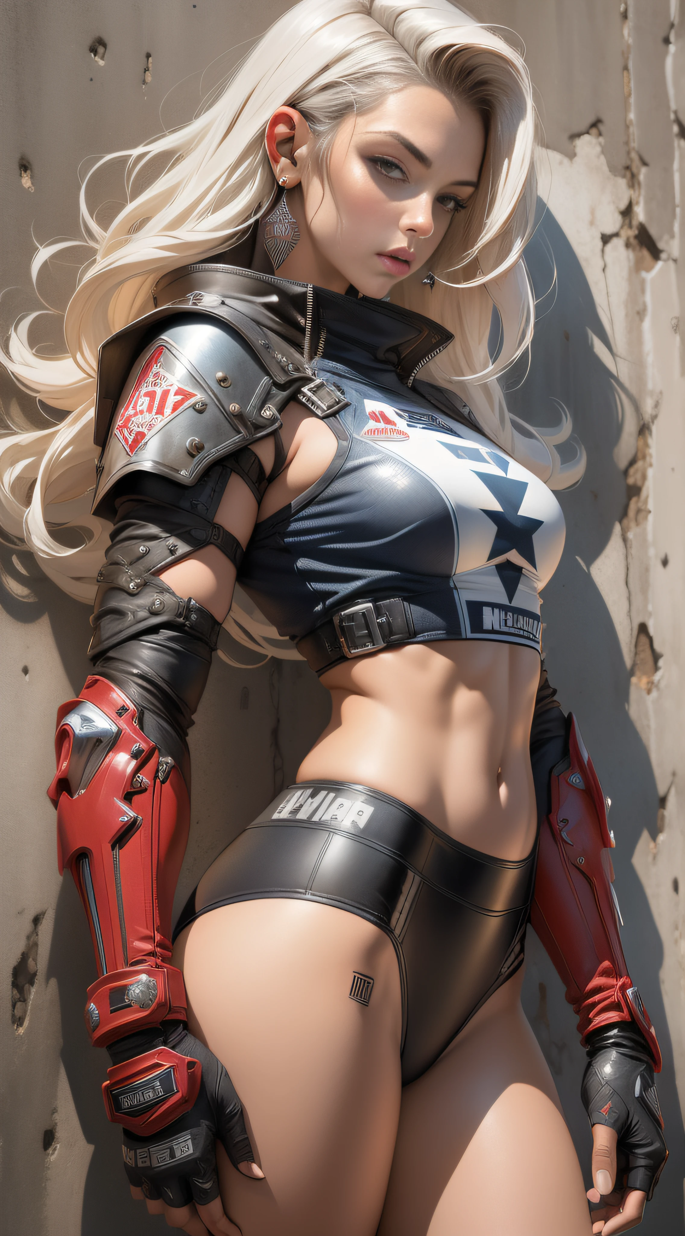 (tmasterpiece), (beste-Qualit), realisti, cinematiclight, Hinata woman from Naruto with a machine gun, cool pose, battlefield background, the perfect body, white eyes, white colored hair