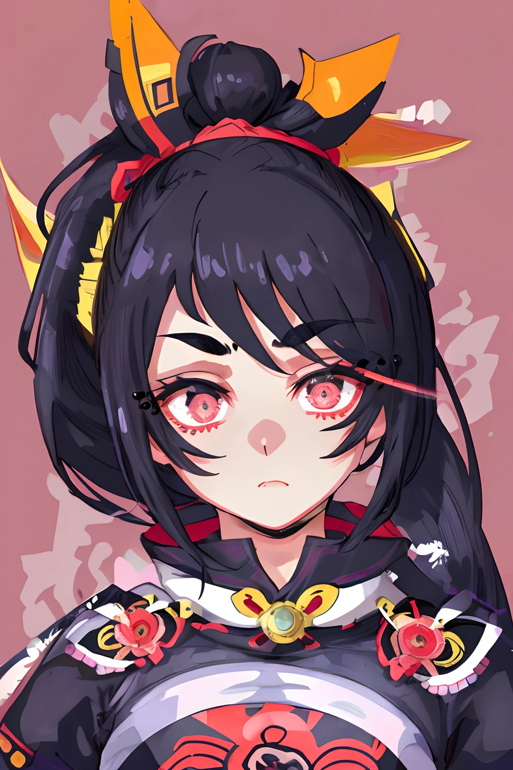 Beautiful body、Beautuful Women、Big eyes、Ponytail Black Hair、Samurai、(top-quality、Superb Detail:2)、(Fulbang)
