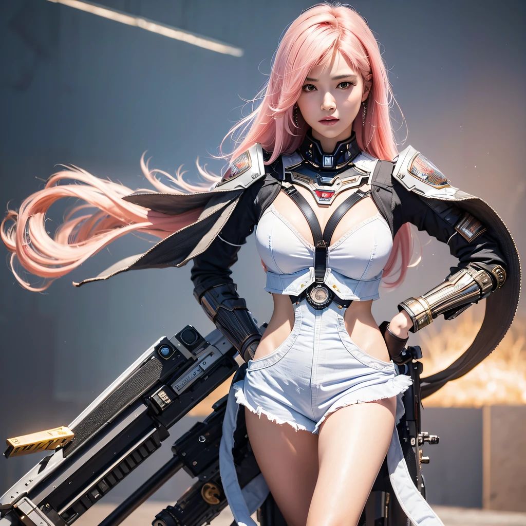 Best Premium Owl, Masterpiece, (Photorealistic:1.4), Virtual Engine,tmasterpiece,Masterpiece,dynamic viewing angle,best qualtiy,8K,particle fx,Light chase,Original,rendering by octane,Highest quality CG wallpaper,1 owl,extreme beautiful，extreme hight detail，Pink hair，double tails，Owl mecha pilot，White tight mech combat suit，Torn clothes，indian style，On mechs，Look ahead