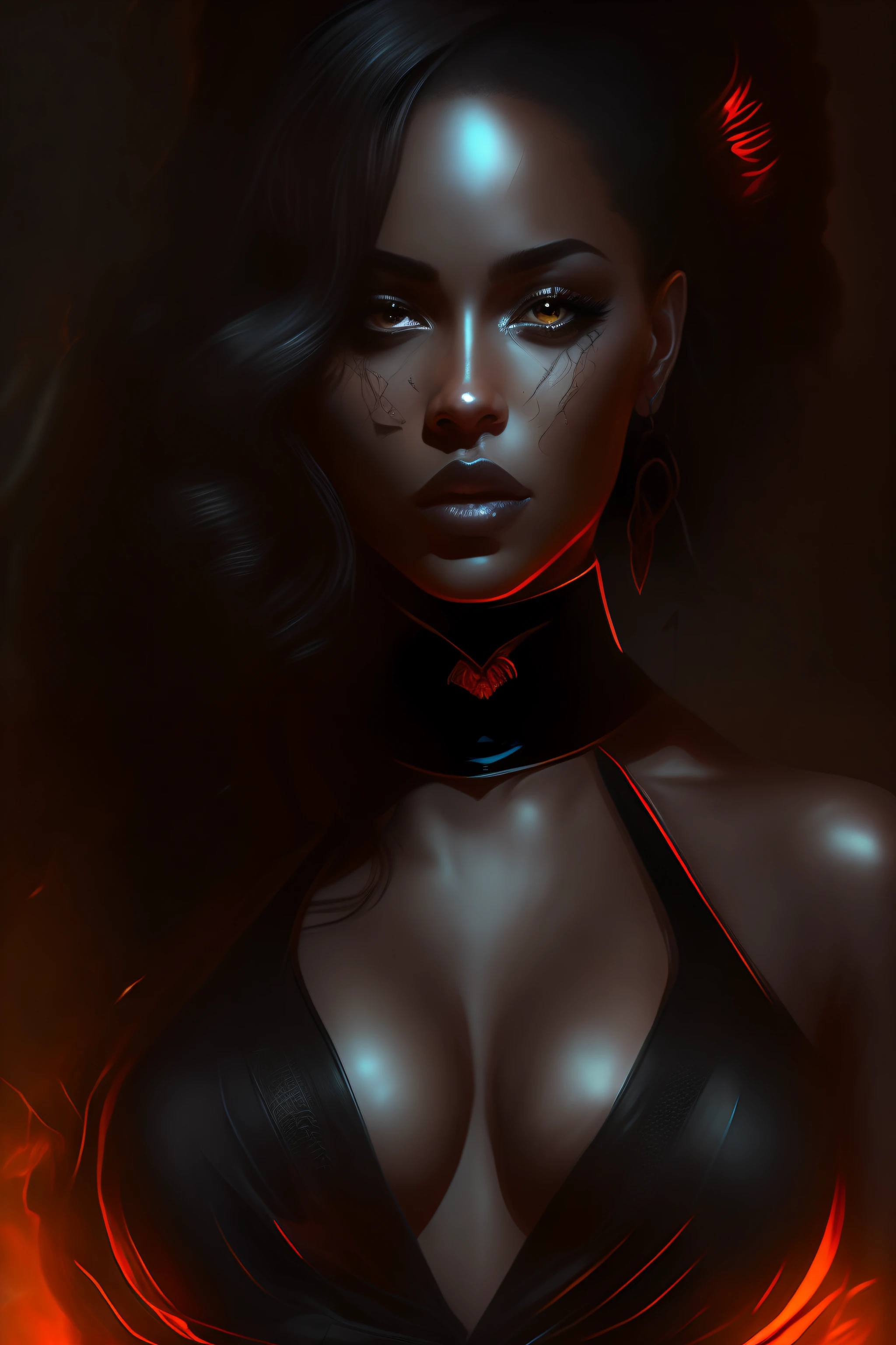Dark style，woman，cabelos preto e longos，plumw，Raised sexy，The kinky is exposed，full bodyesbian，deathia，delicated，shock