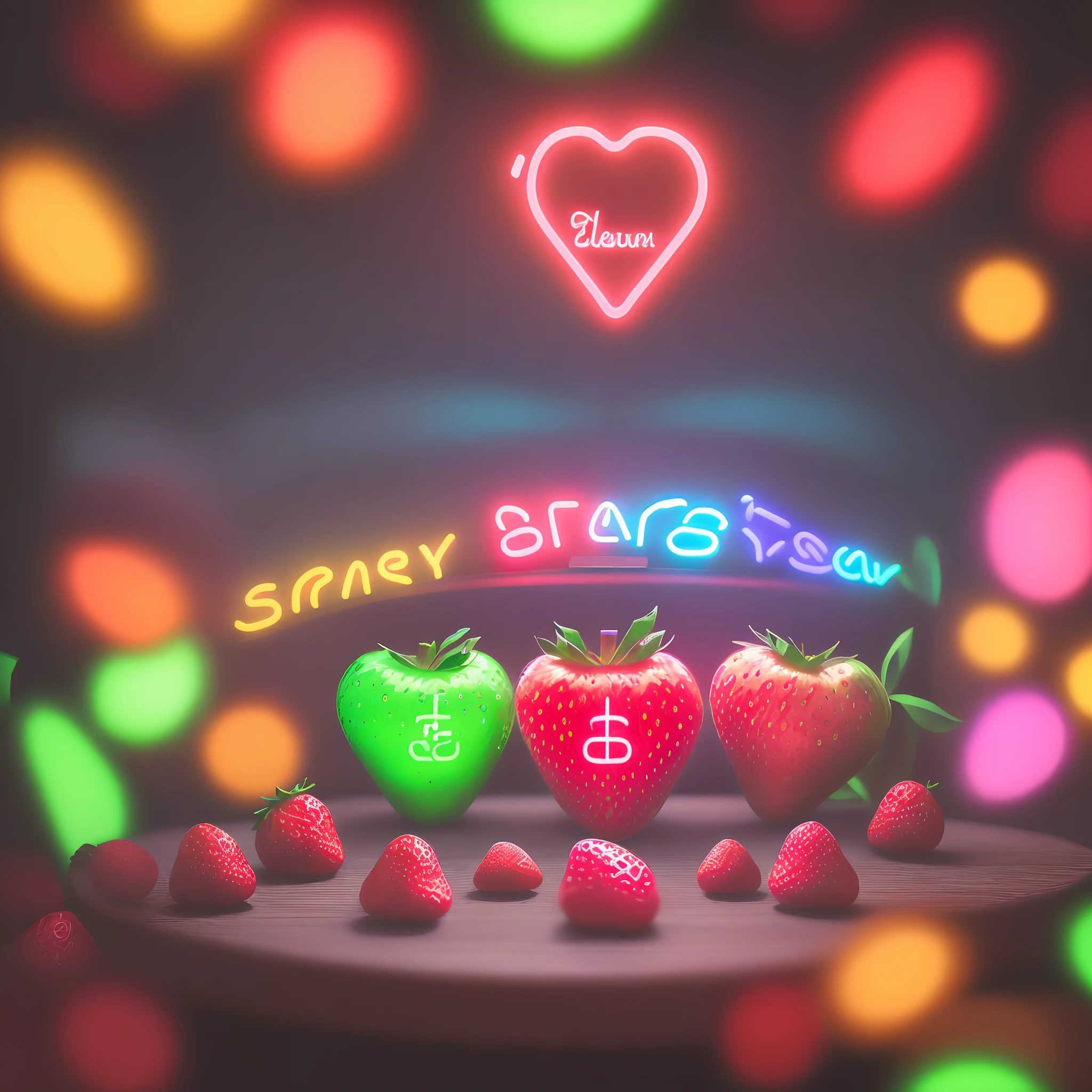 neon strawberry logo png
