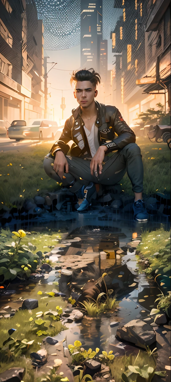 Change background cyberpunk handsome boy, realistic, face, 8k, ultra realistic,