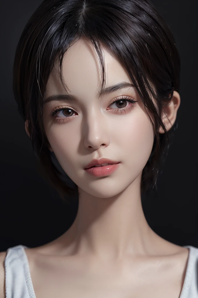 Surrealist portraits of women by David Hockney and Alphonse Mucha,fantasy art,photographrealistic,Dynamic lighting,artstation,poster,volume illumination,Very detailed faces,4 k,prizewinning,,1girl,In the darkness,Deep shadows,low-key,short cut hair, large eyes,Double eyelid,Pink hair,stunningly beautiful,dynamicpose,Delicate face,vibrant eyes,Highly detailed skin,Realistic skin details,Visible pores,Clear focus,Volumetric fog,8k uhd,digital DSLR camera,high quailty,