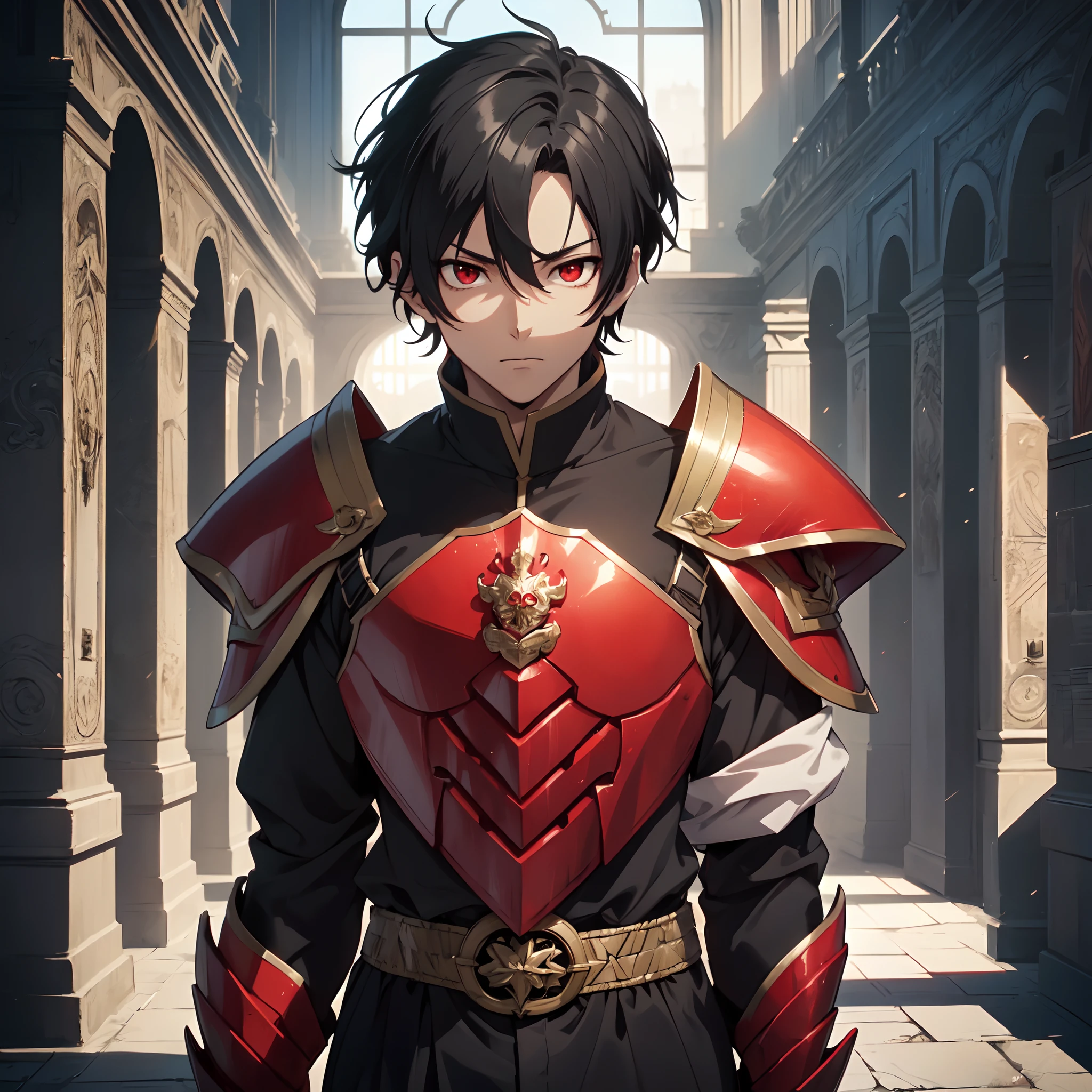 128K Ultra High Definition,
128K Ultra High Quality,
128K Ultra High Resolution,
Best Definition,
Best Quality,
Best Resolution,
Perfectly Detailed,
Perfectly Designed,
Extremely Detailed,
Extremely Designed,
Hyper Detailed,
Hyper Definition,
Hyper Quality,
Hyper Resolution,
Masterpiece,
(((Anime))),
Body Shot,
(((Boy))),
Handsome,
Muscular Body,
(((Black Short Hair))),
(((Red Eyes))),
(((Hyper Detailed & Perfectly Designed With Ultra High Quality Red Warlord Armor))),
(((Inside Of Medieval Royal Palace Background Scenery))),