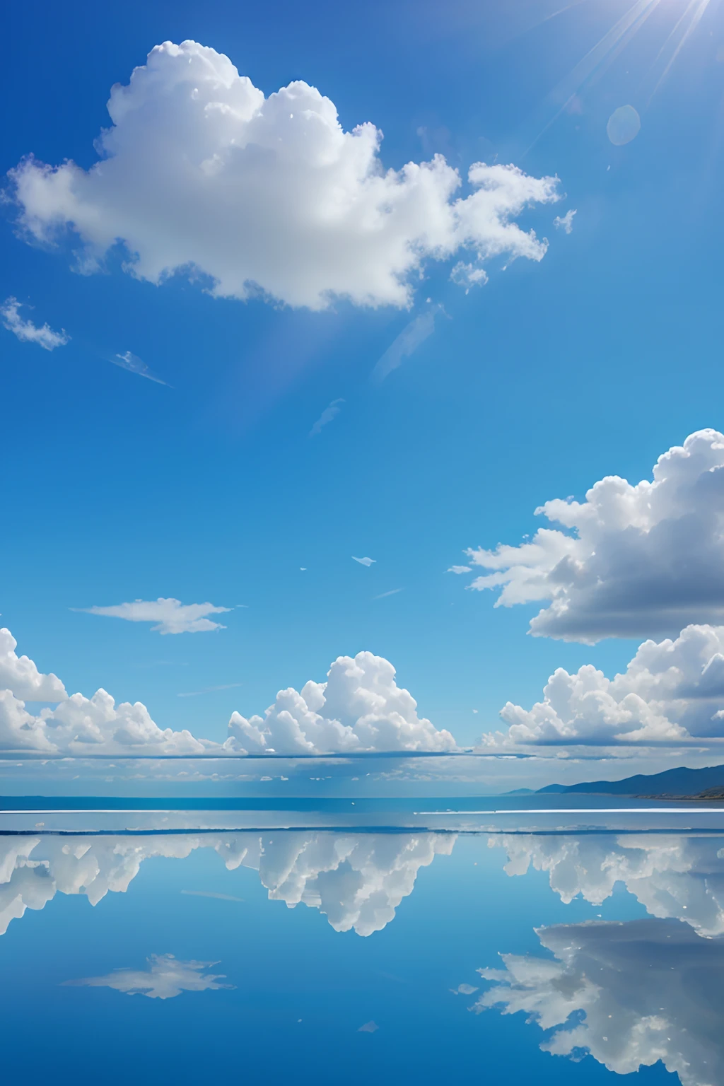 There is an image of a blue sky with clouds reflected in it, dynamic blue sky, vibrant blue sky background, blue skies, Blue and clear sky, blue sky background, luminous sky heaven background, celestial sky background, com um fundo azul, High Definition Background, azure blue sky, fundo nublado azul fosco, sky on a background, pure blue sky, fundo azul macio