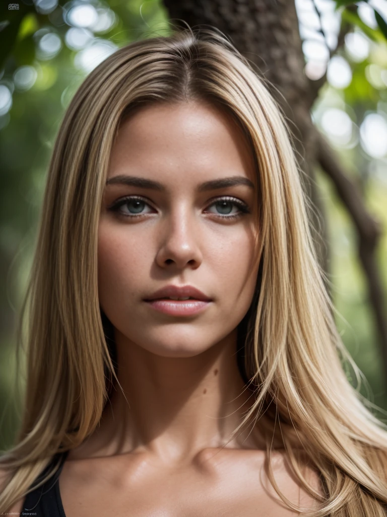 half body portrait photo of a beautiful 25 years european woman, endless long (extra long wavy blonde hair), [[[[chest]]]] [[[[neck]]] [shoulders]]]]], Award - winning photograph, Masterpiece, 8k, ultra high res, hyper detailed, beautiful woman, perfect face, rule of thirds, Perfect eyes, Perfect iris, perfect pupils, (perfectly round iris:1.3), Perfect lips, Perfect teeth, dimples, perfect nose, highly detailed hair, ((detailed face)), ((detailed facial features)), (finely detailed skin), tanned skin, realistic skin texture, extreme skin details, (pores:0.1),(sweaty:0.8), insane details, intricate details, amazing fine detail, photorealistic, photograph, realistic, realism, photorealism, rich colors, lifelike texture, neutral colors, god rays, Soft front light,cinematic lighting, dramatic lighting,dappled light on face, backlight on hair, sharp focus, wide angle, film grain, dslr, raw photo, photographed on Nikon