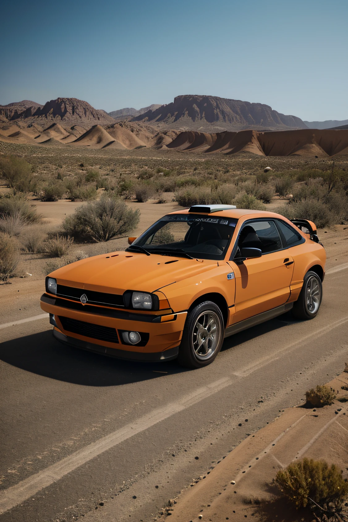 1 car, rally car, fast car, desert, liveries, ultra sharp image, high definition, cinematic lighting, high resolution, high quality, 8k, neoprene, ultra sharp focus