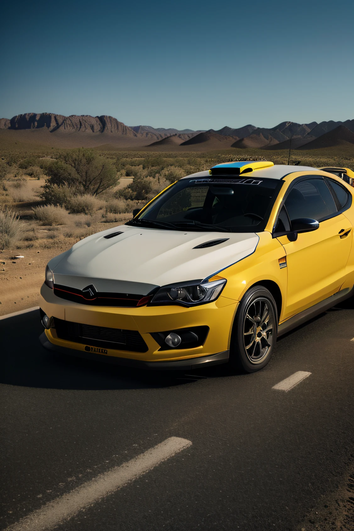 1 car, rally car, fast car, desert, liveries, ultra sharp image, high definition, cinematic lighting, high resolution, high quality, 8k, neoprene, ultra sharp focus