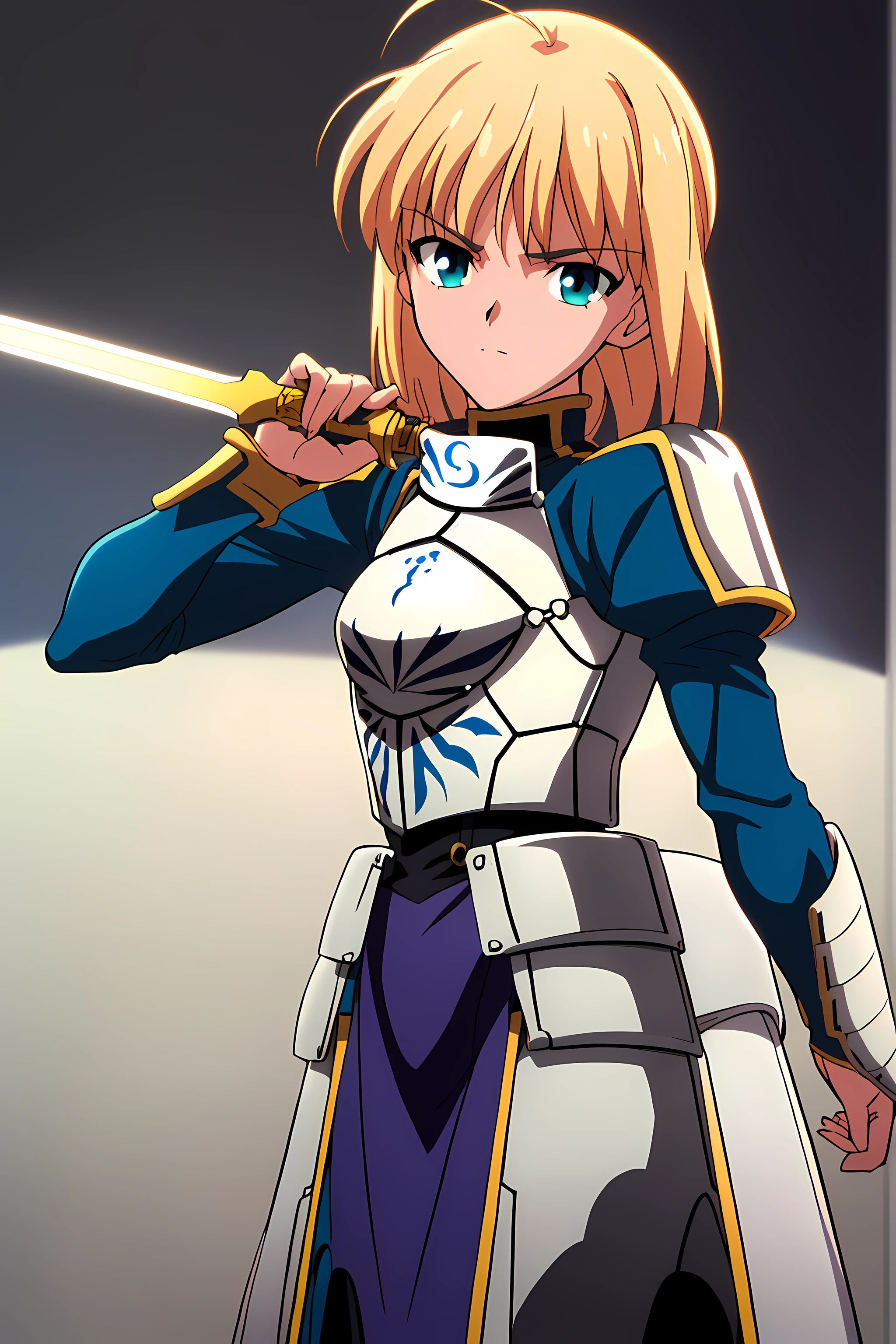 (top-quality:1.3), (​masterpiece:1.4),(Anatomically correct), (Full limbs),(complete fingers),(Precise fingertips), (Fine details),(8K),Photorealista, (Best Quality), (awardwinning, Textured skin),(Super Detail),(90s Anime, 9 0s Anime, 9 0 s anime style,anime cels, cel shaded anime),1little girl, (Artorian Pendragon:1.52 \(fates\):1.52), Armor, (Excalibur \(fates/Staynight\), The sword, Sword:1.1)
